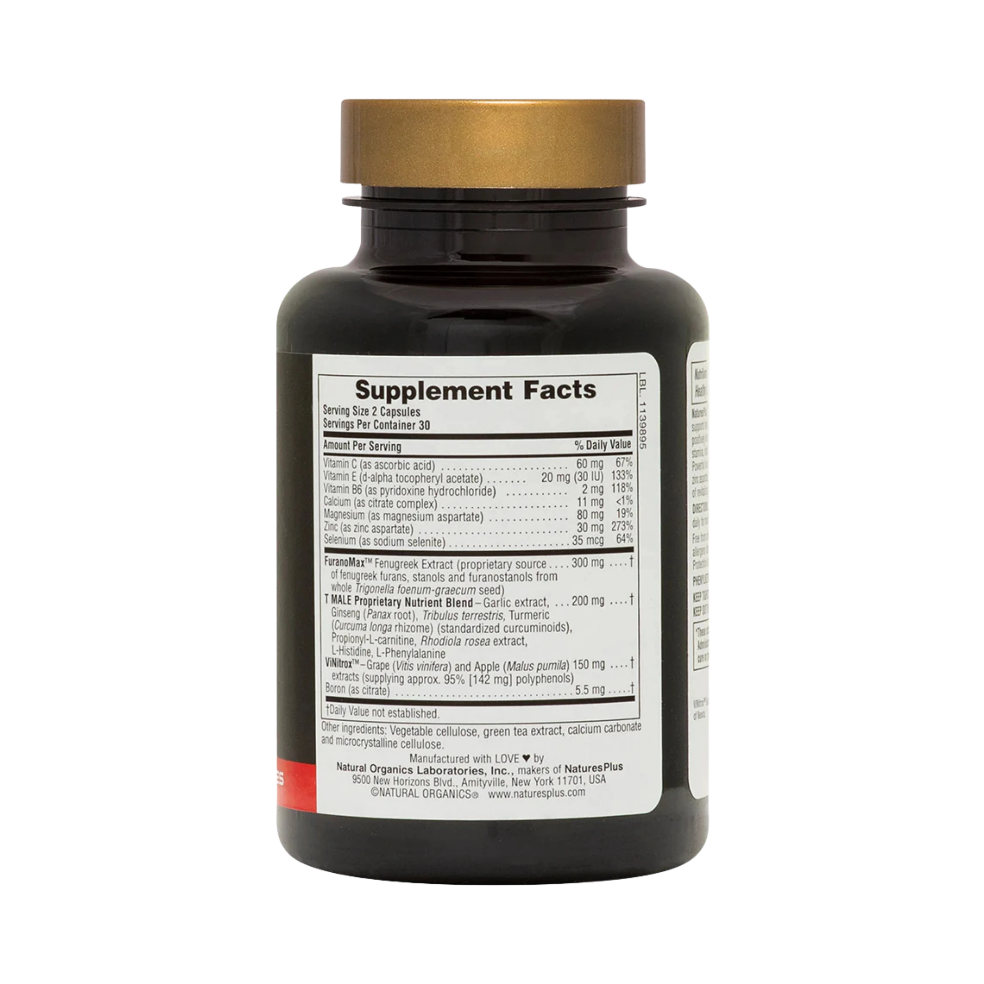 NaturesPlus, T Male, Testosterone Boost For Men, 60 Vegetarian Capsules
