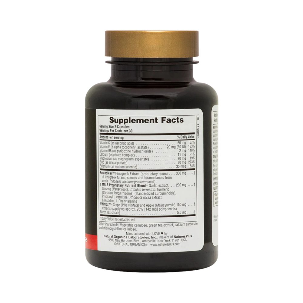 NaturesPlus, T Male, Testosterone Boost For Men, 60 Vegetarian Capsules