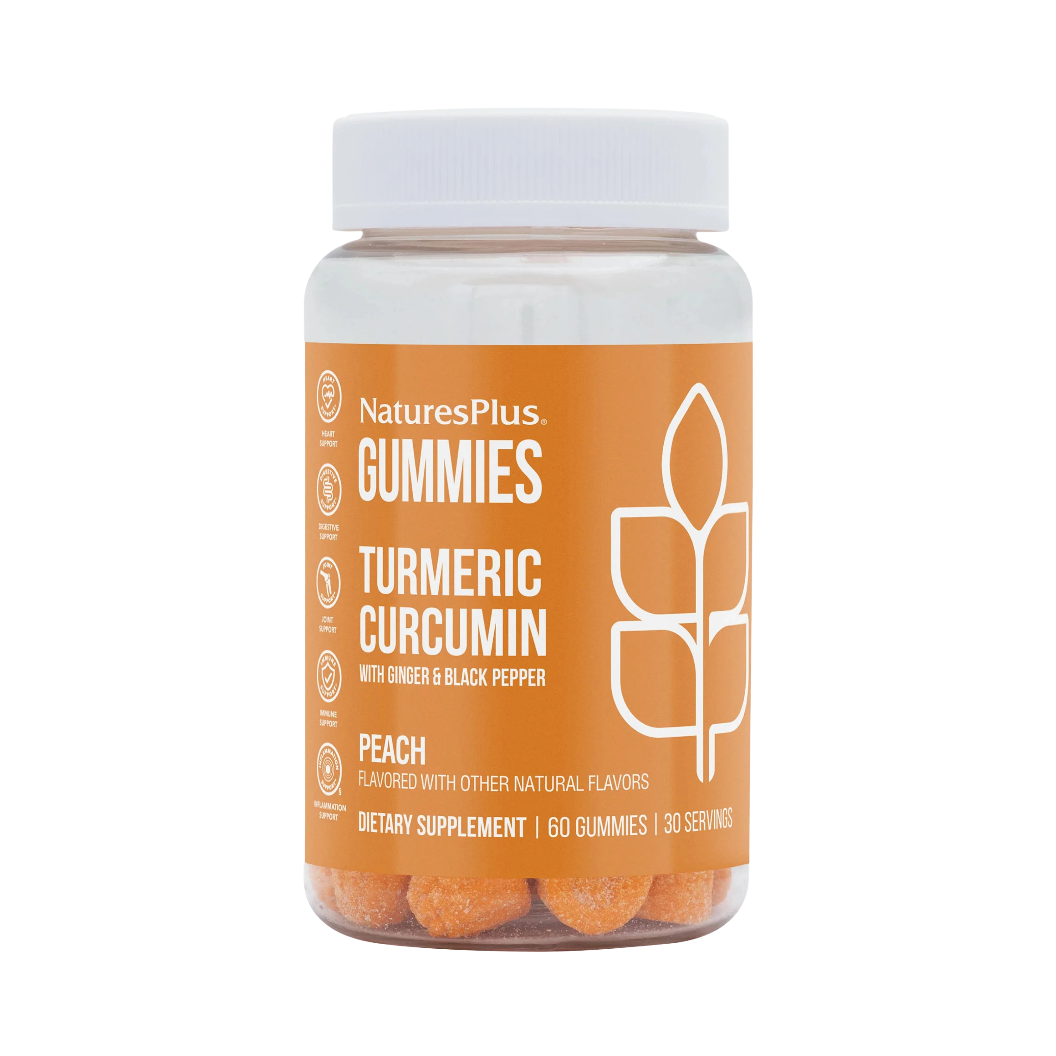 NaturesPlus, Turmeric Curcumin With Ginger & Black Pepper, Peach, 60 Gummies