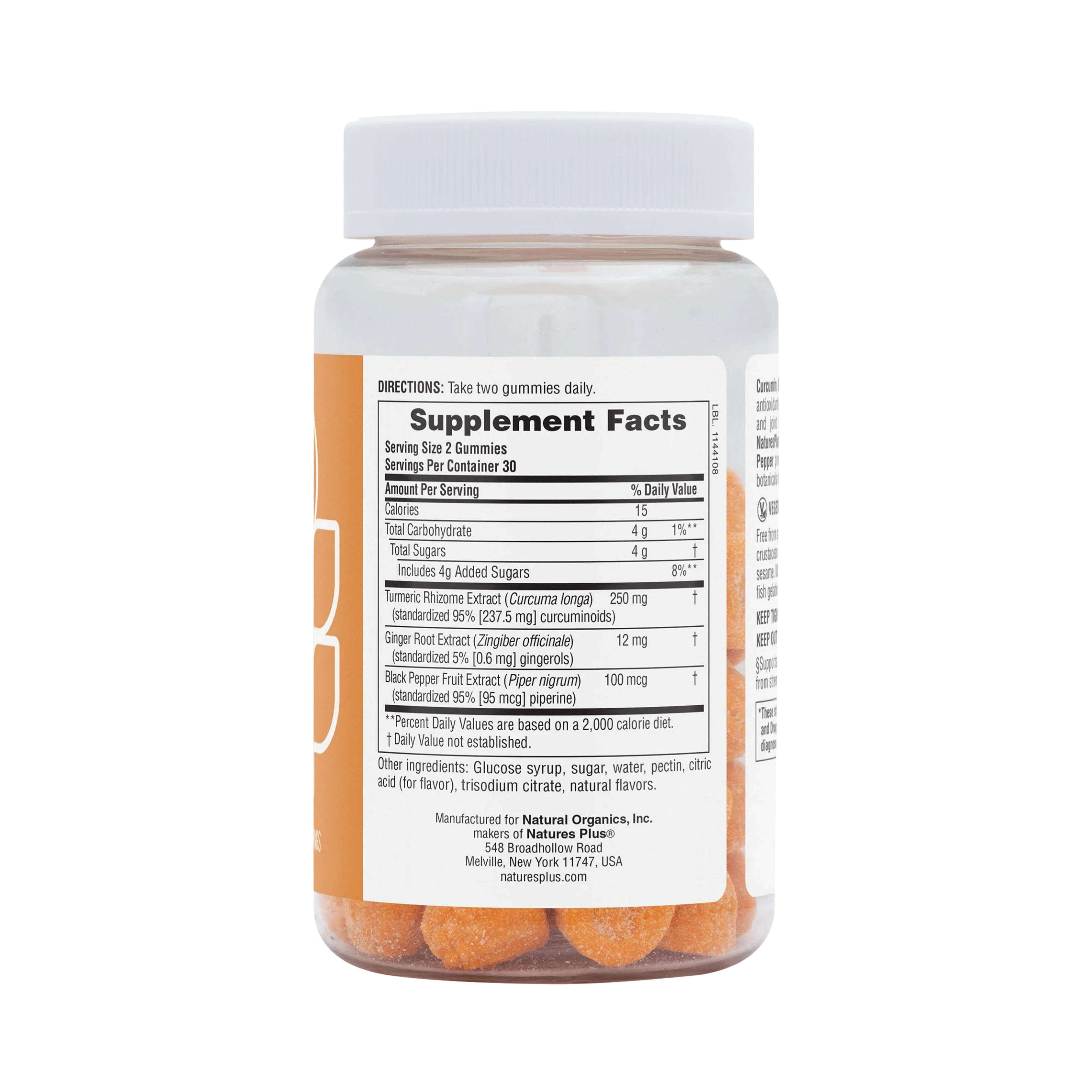 NaturesPlus, Turmeric Curcumin With Ginger & Black Pepper, Peach, 60 Gummies