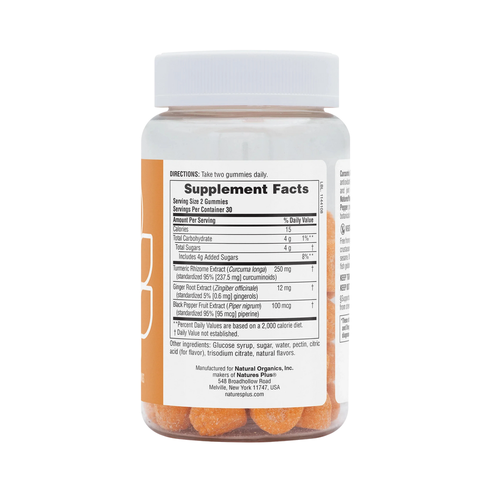 NaturesPlus, Turmeric Curcumin With Ginger & Black Pepper, Peach, 60 Gummies
