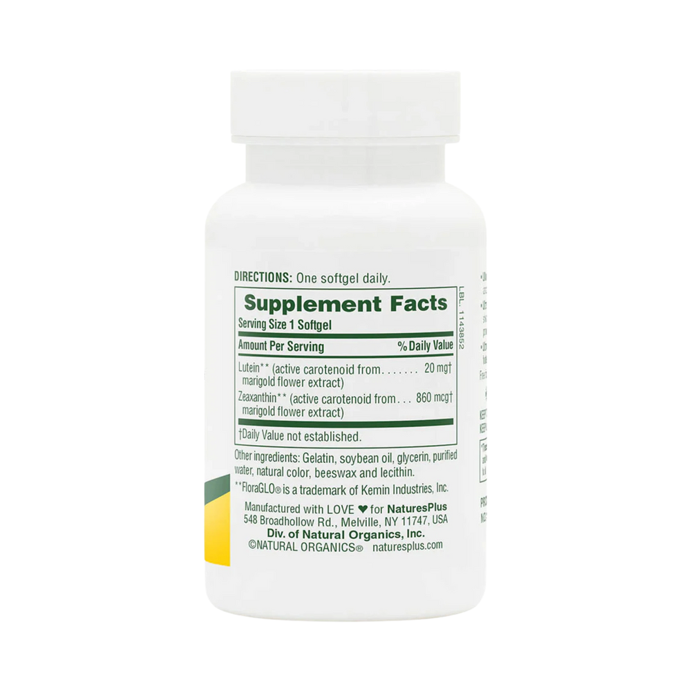 NaturesPlus, Ultra Lutein with Zeaxanthin, 20 Mg, 60 Softgels