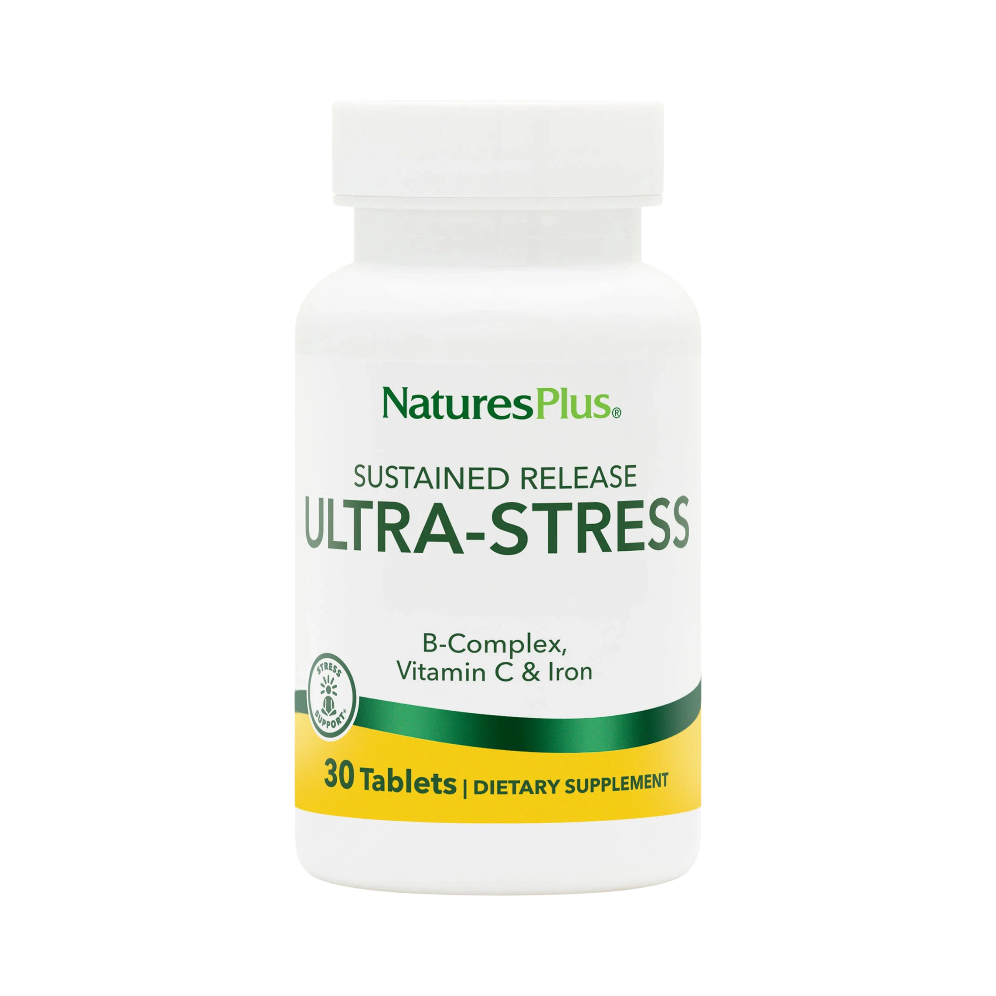 NaturesPlus, Ultra-Stress with Iron, Sustained Release, 30 Vegetarian Tablets