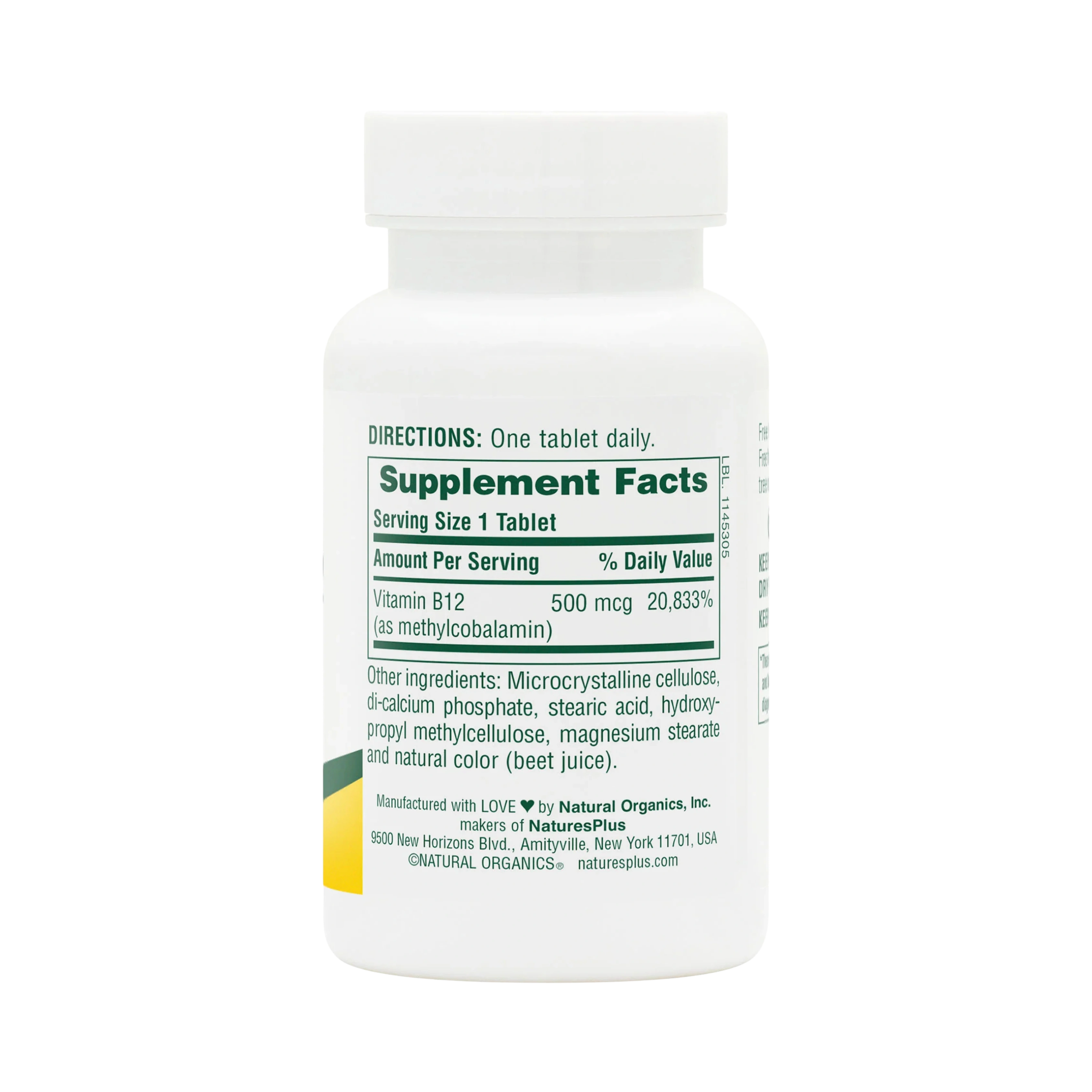 NaturesPlus, Vitamin B-12, 500 Mcg, 90 Tablets