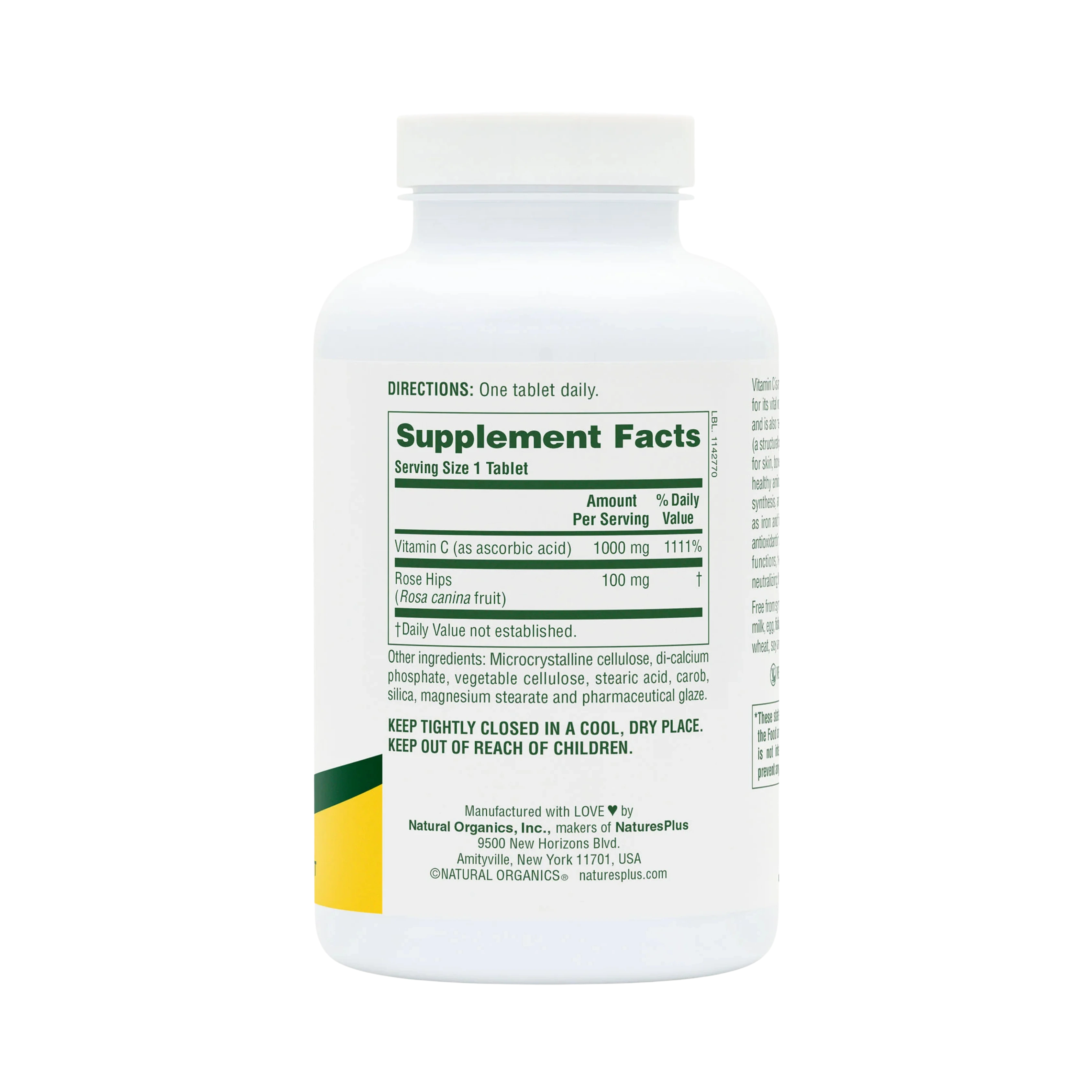NaturesPlus, Vitamin C 1000 Mg with Rose Hips, 180 Tablet