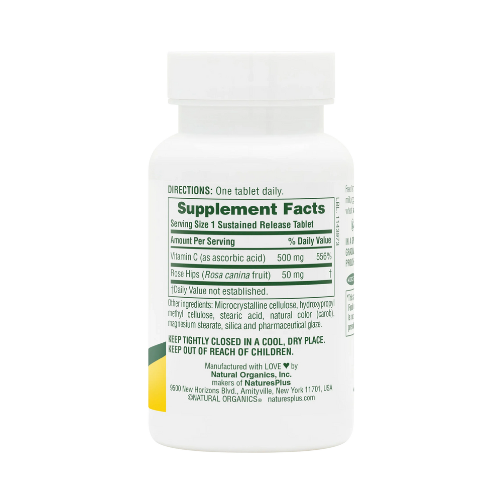 NaturesPlus, Vitamin C with Rose HIPS, 500 Mg, 90 Capsules