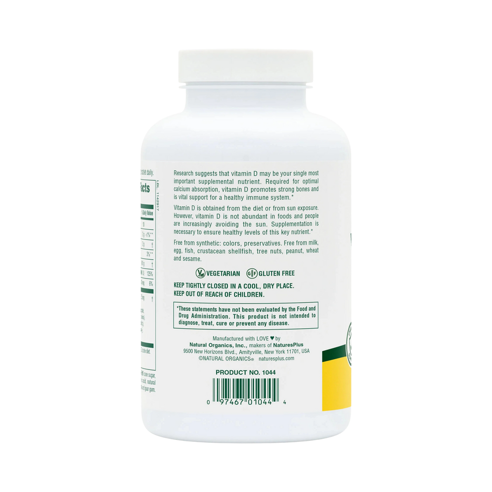 NaturesPlus, Vitamin D3 (1000 IU), 90 Chewable Tablets