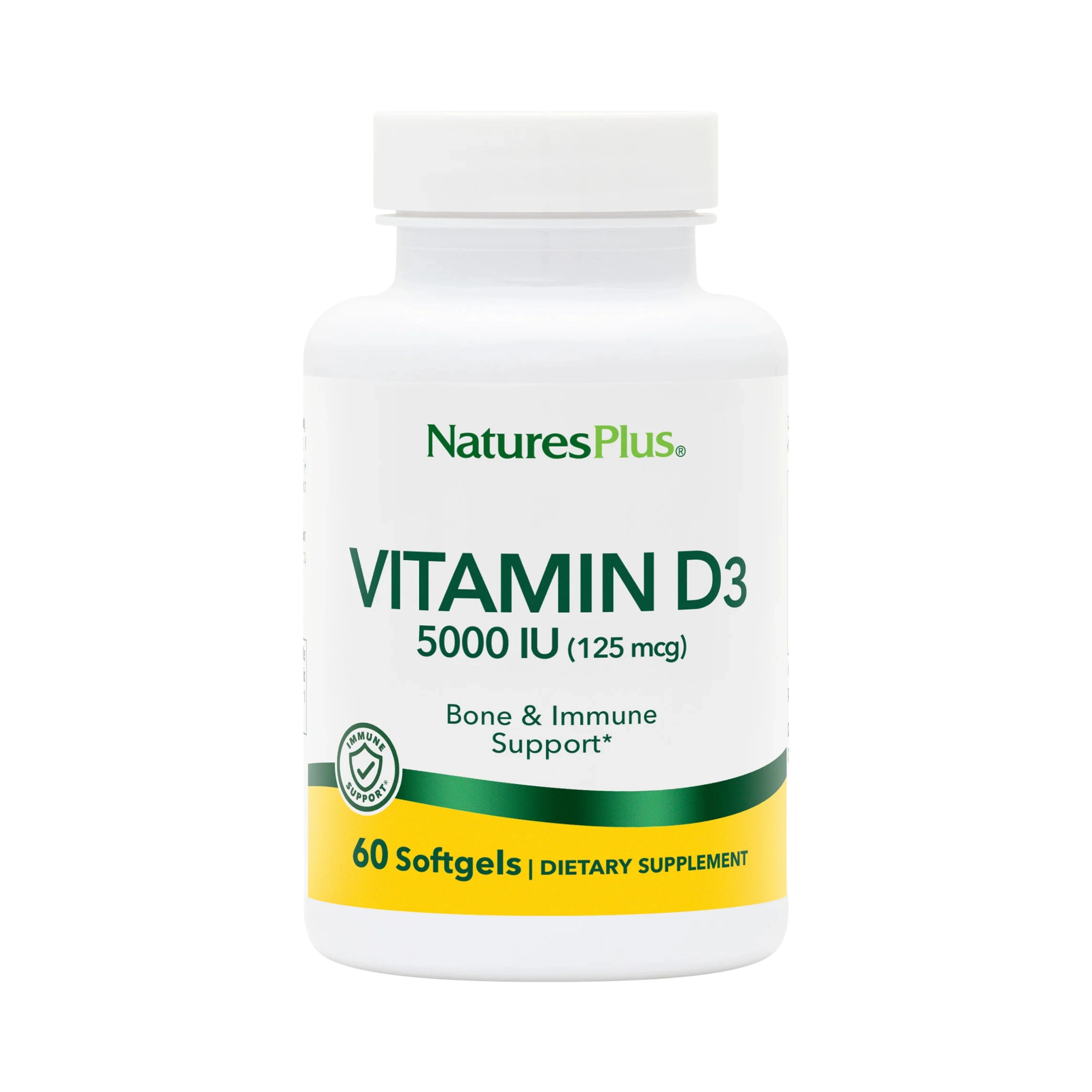NaturesPlus, Vitamin D3, 125 Mcg, 60 Softgels
