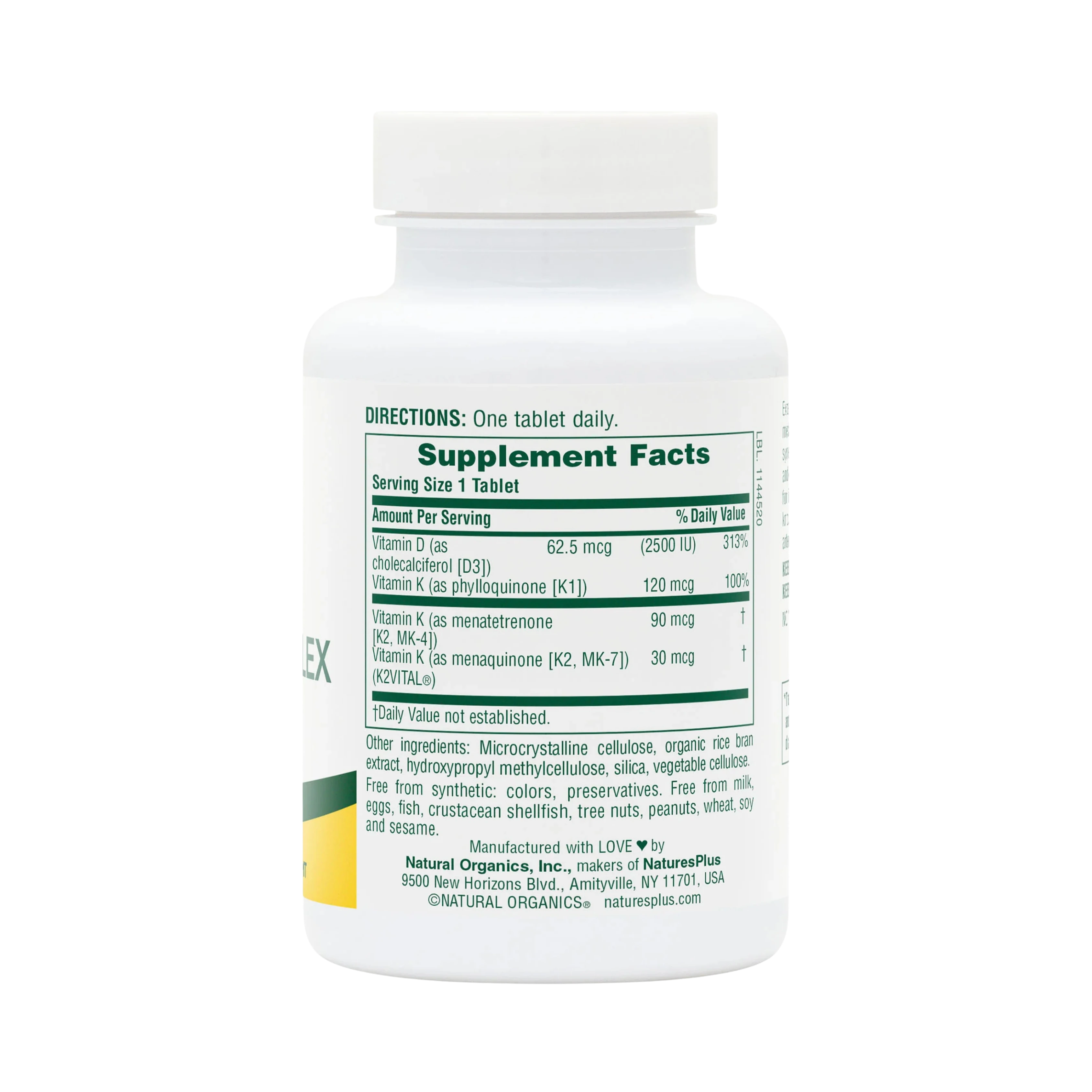 NaturesPlus, Vitamin D3 and Vitamin K Complex, 90 Tablets