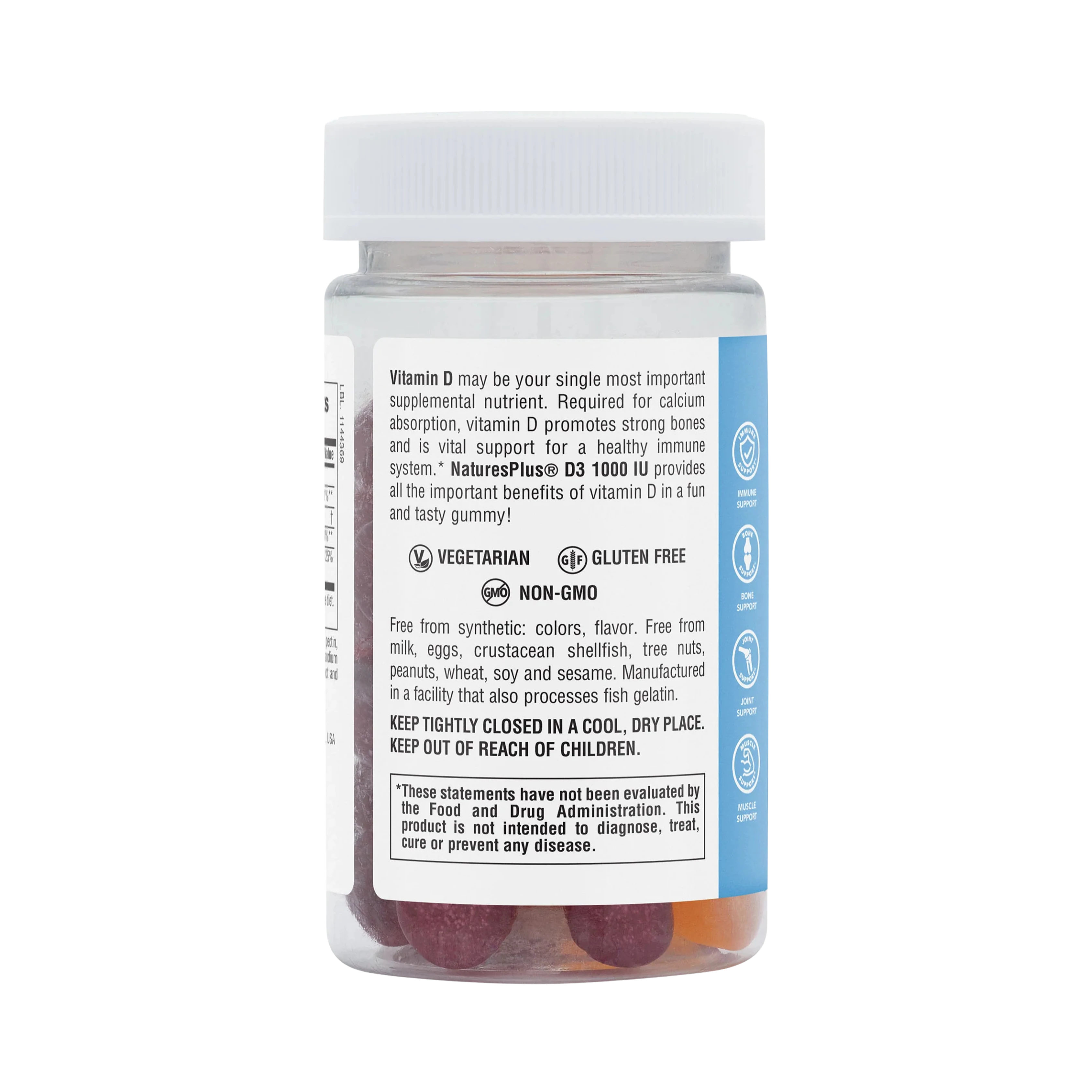 NaturesPlus, Vitamin D3 Gummies, Mixed Berry, 1,000 IU, 60 Gummies