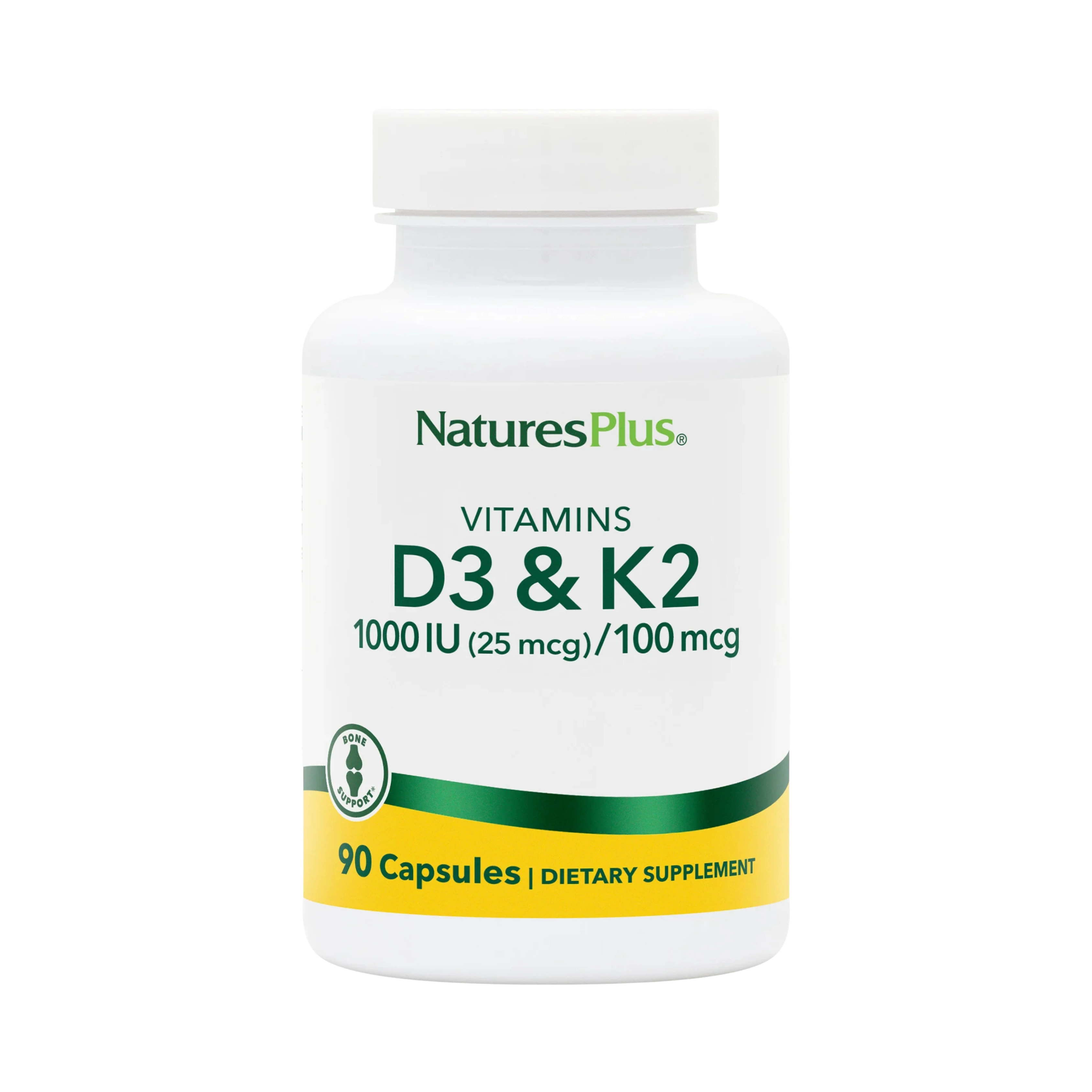 NaturesPlus, Vitamin D3 & K2, 90 Capsules