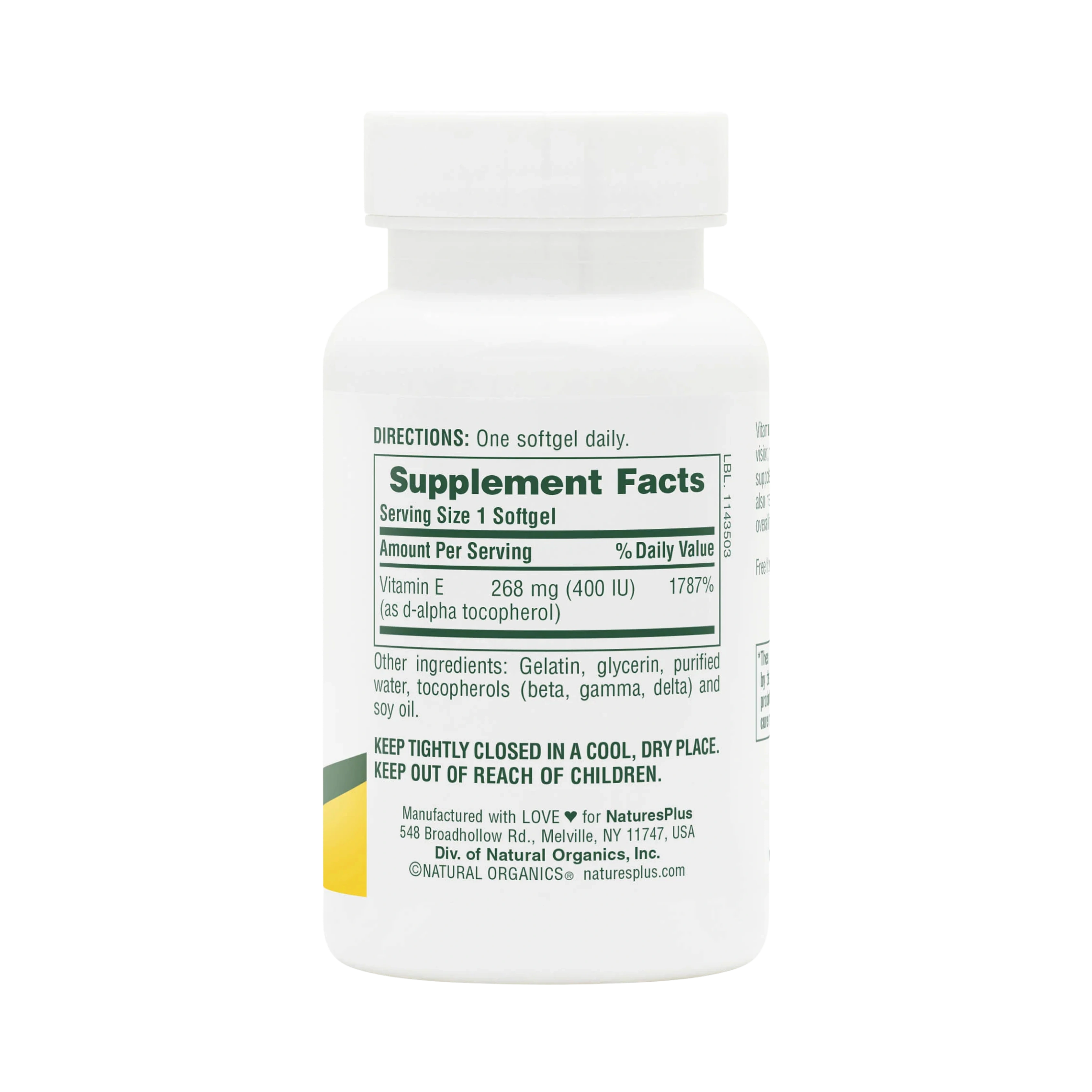 NaturesPlus, Vitamin E 400 IU Mixed D-Tocopherol, 60 Softgels