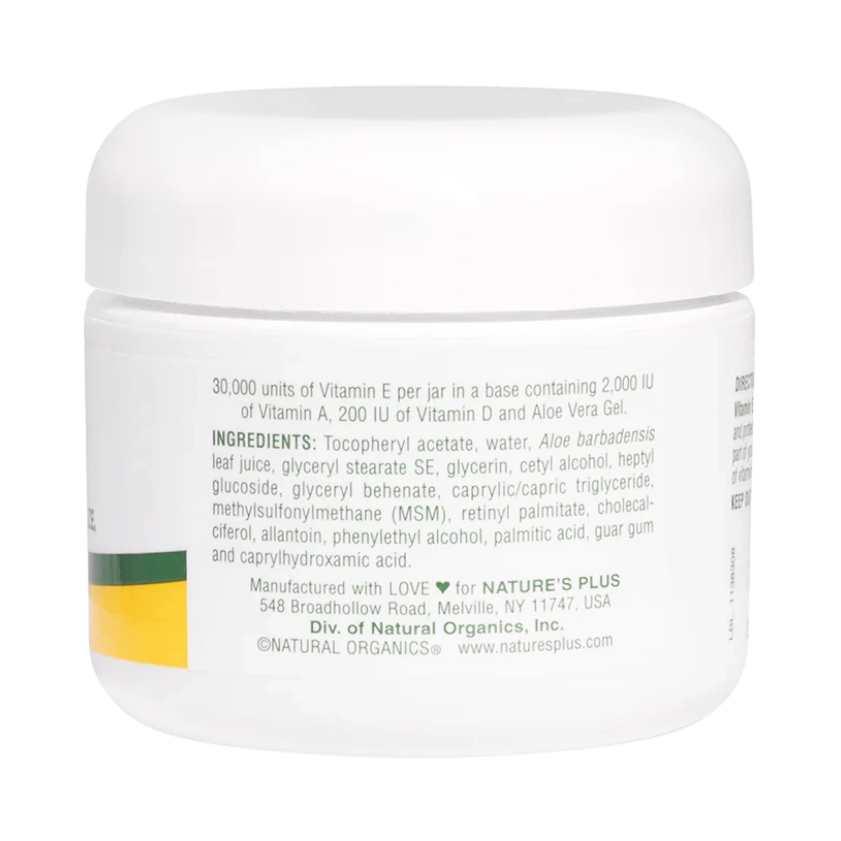 NaturesPlus, Vitamin E Cream With MSM, 30,000 IU, 2.2 Oz