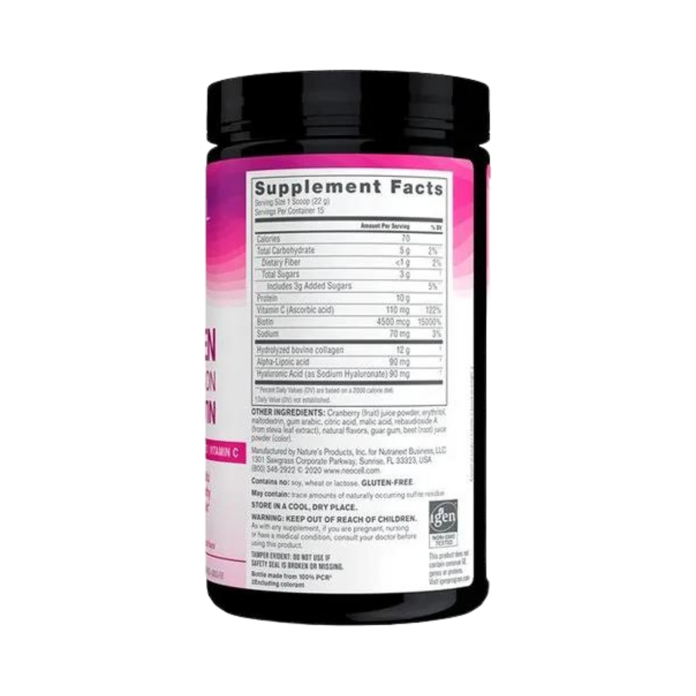 Neocell, Collagen Beauty Infusion with Biotin Powder, Cranberry Flavor, 11.6 Fl. Oz