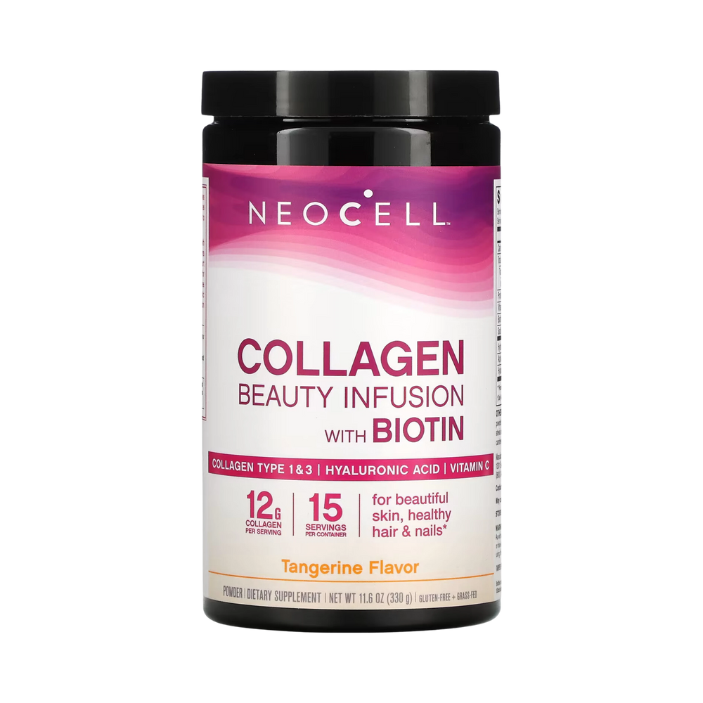 Neocell, Collagen Beauty Infusion with Biotin Powder, Tangerine Flavor, 11.6 OZ