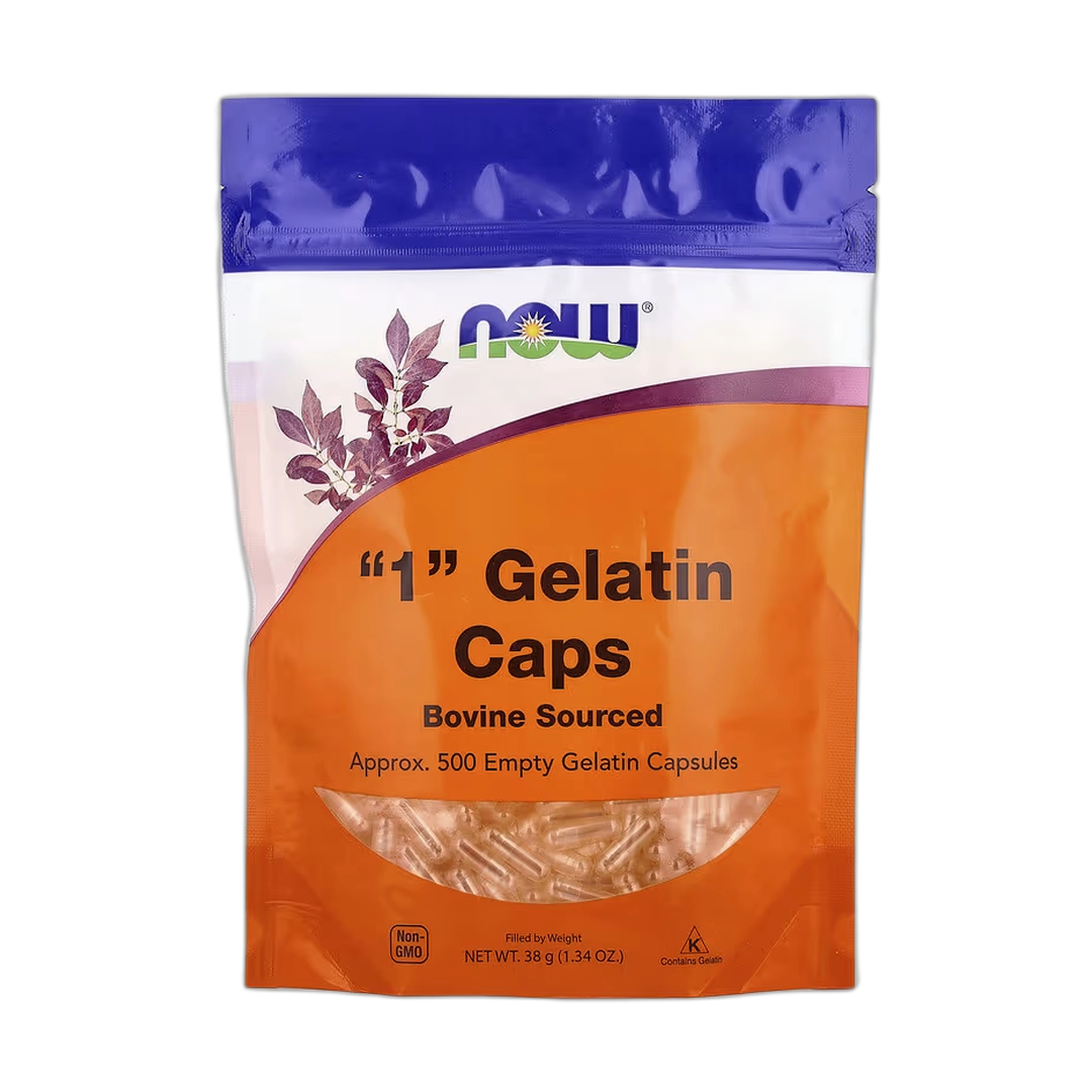 NOW Foods, "1" Gelatin Caps, Approx. 500 Empty Gelatin Capsules, 1.34 oz, 38 g