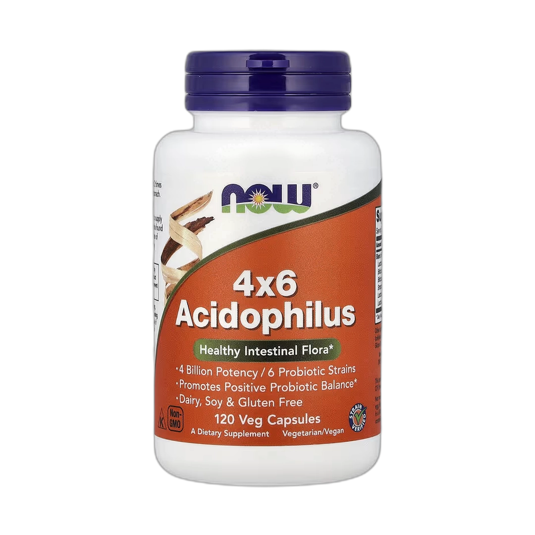 NOW Foods, 4x6 Acidophilus, 120 Veg Capsules