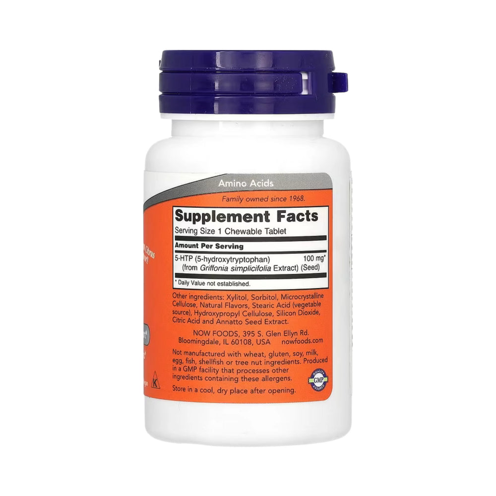NOW Foods, 5-HTP, Natural Citrus, 100 mg, 90 Chewables