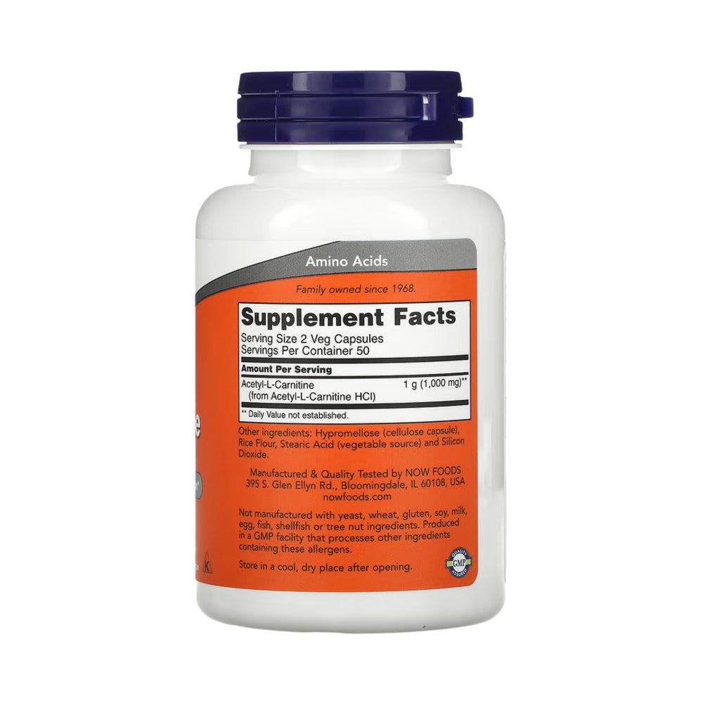 NOW Foods, Acetyl-L-Carnitine, 500 mg, 100 Veg Capsules