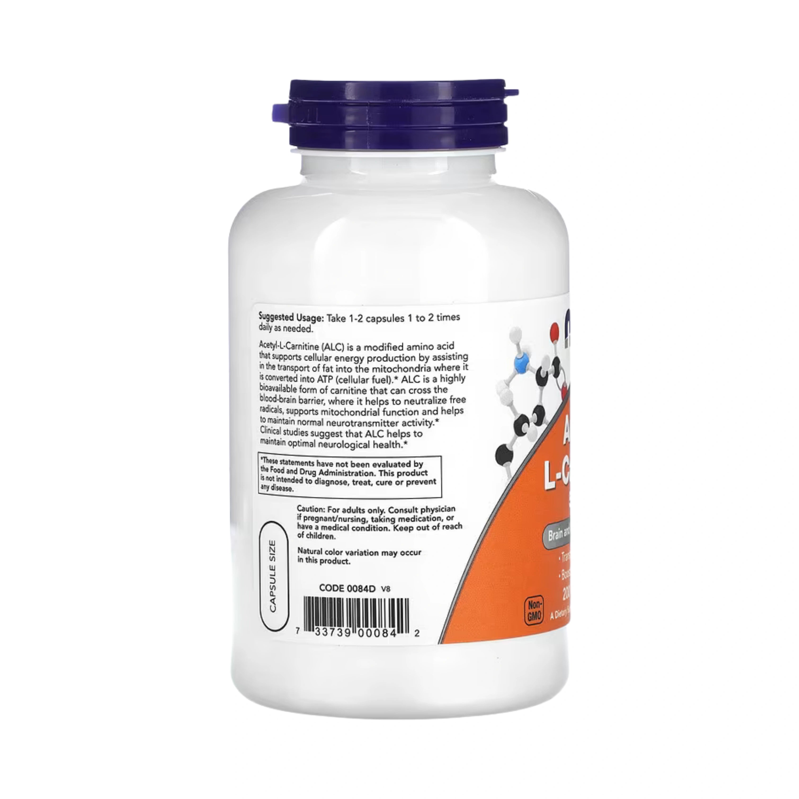 NOW Foods, Acetyl-L-Carnitine, 500 mg, 200 Veg Capsules