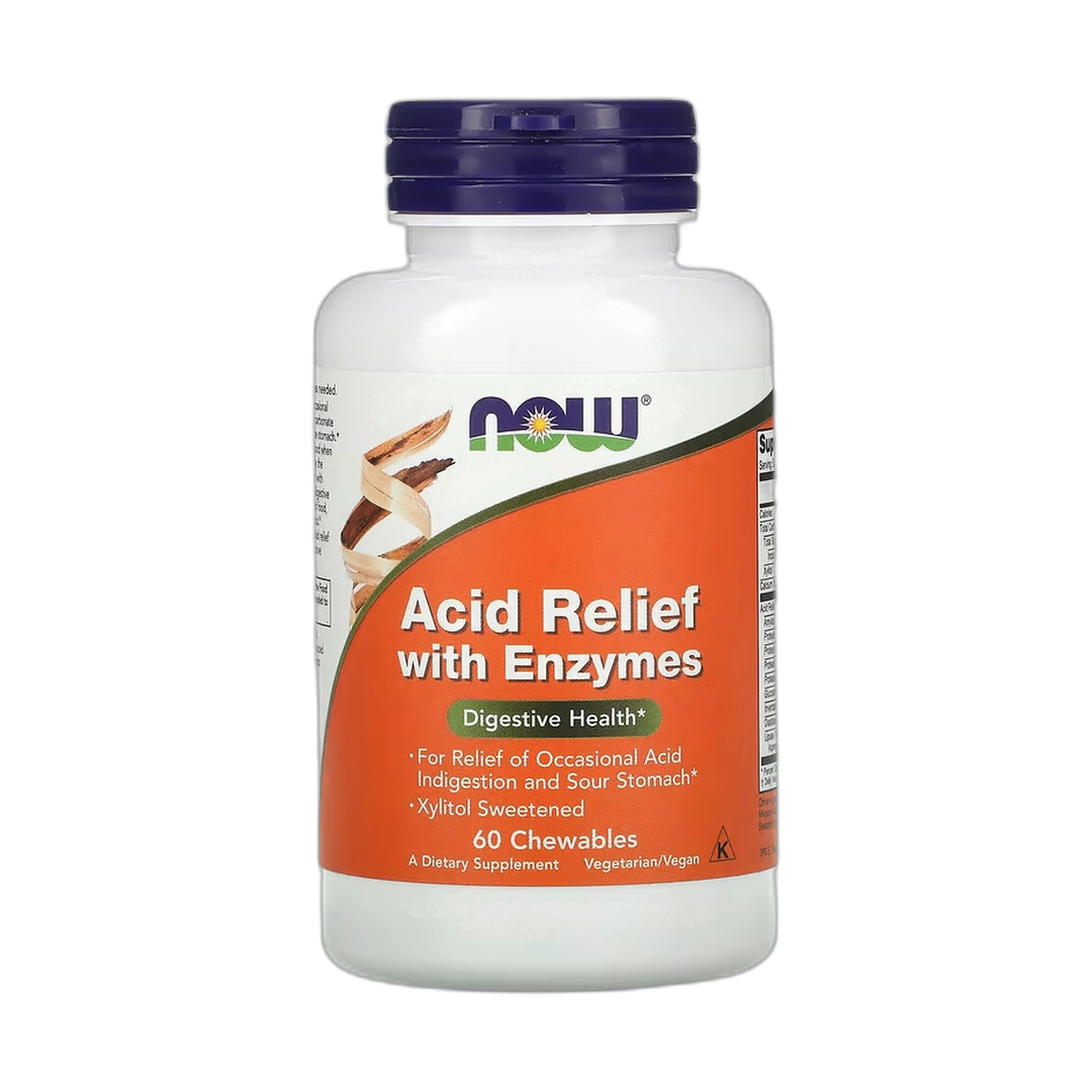 NOW Foods, Acid Relief with Enzymes, 60 Chewables