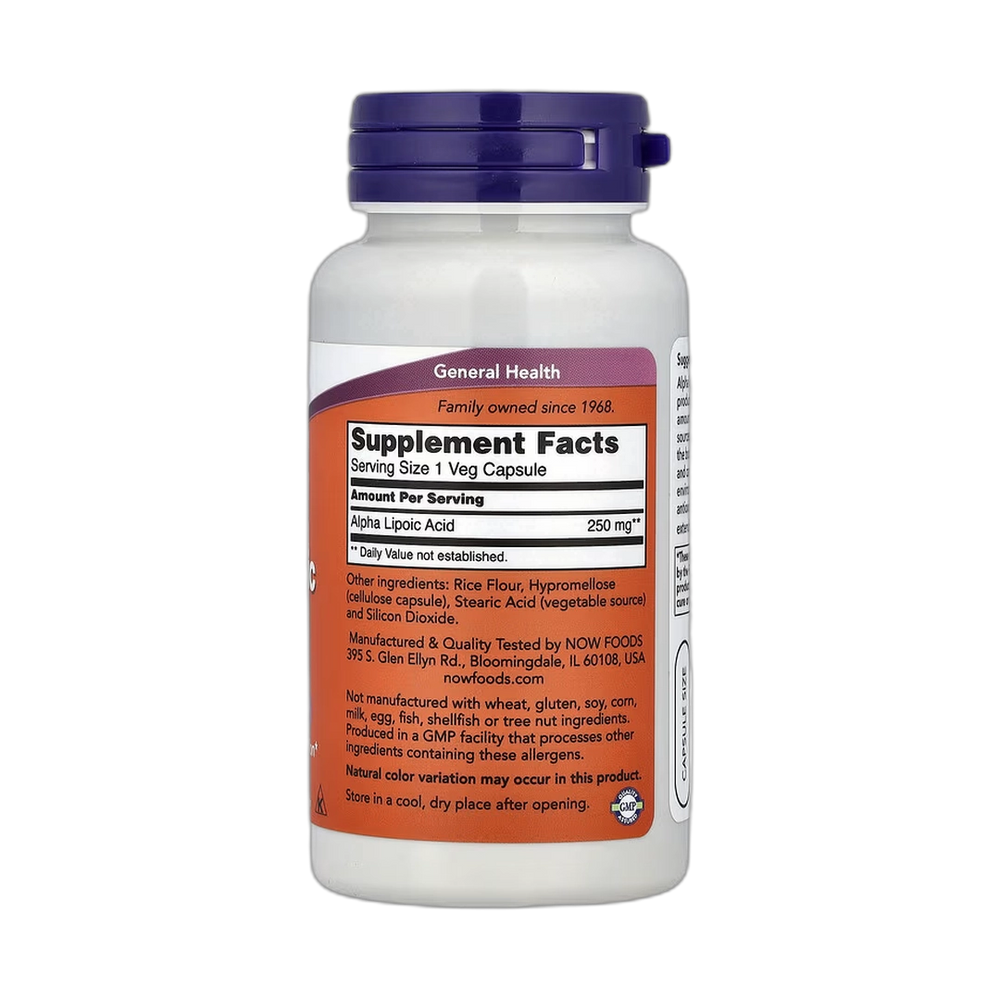 NOW Foods, Alpha Lipoic Acid, 250 mg, 60 Veg Capsules