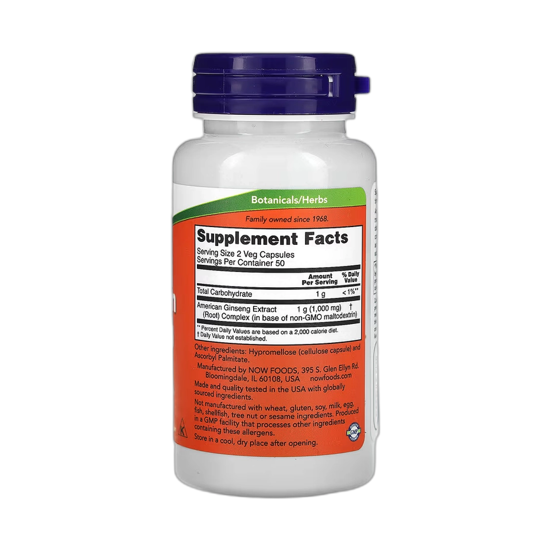 NOW Foods, American Ginseng Extract, 100 Veg Capsules
