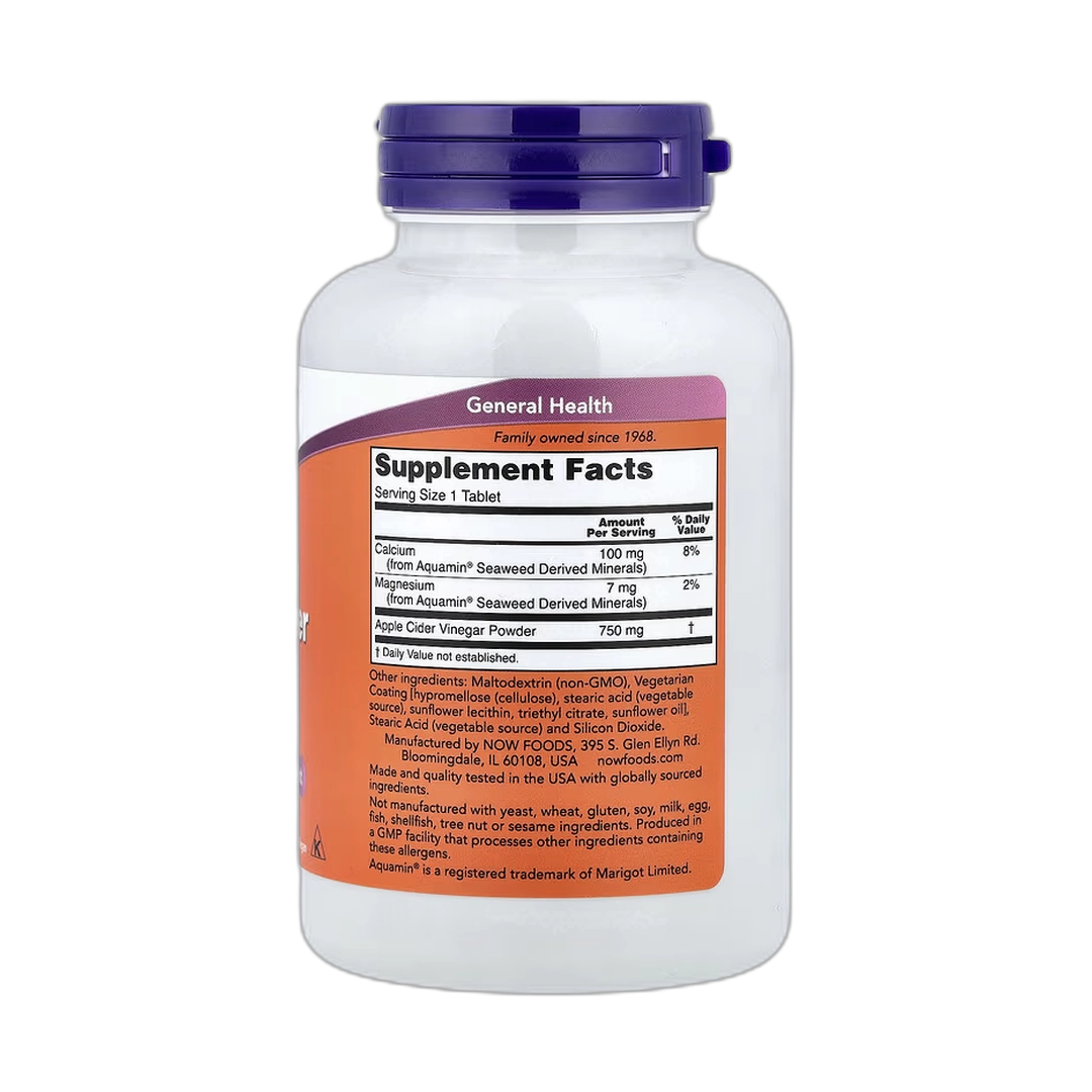 NOW Foods, Apple Cider Vinegar, 750 mg, 180 Tablets