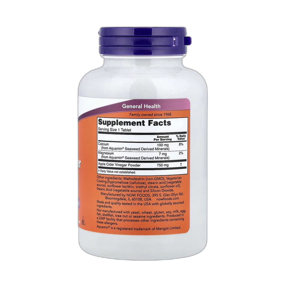 NOW Foods, Apple Cider Vinegar, 750 mg, 180 Tablets