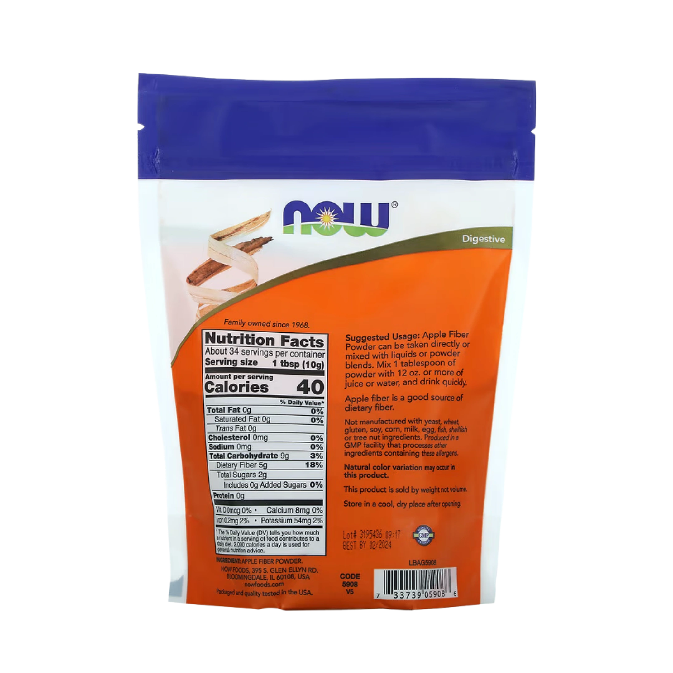 NOW Foods, Apple Fiber, Pure Powder, 12 oz, 340 g