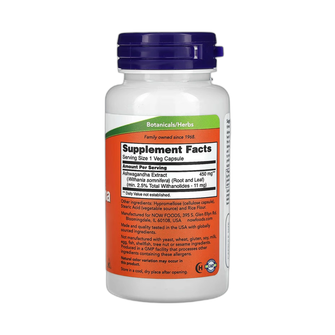 NOW Foods, Ashwagandha, Standardized Extract, 450 mg, 90 Veg Capsules