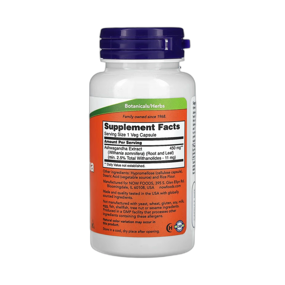 NOW Foods, Ashwagandha, Standardized Extract, 450 mg, 90 Veg Capsules