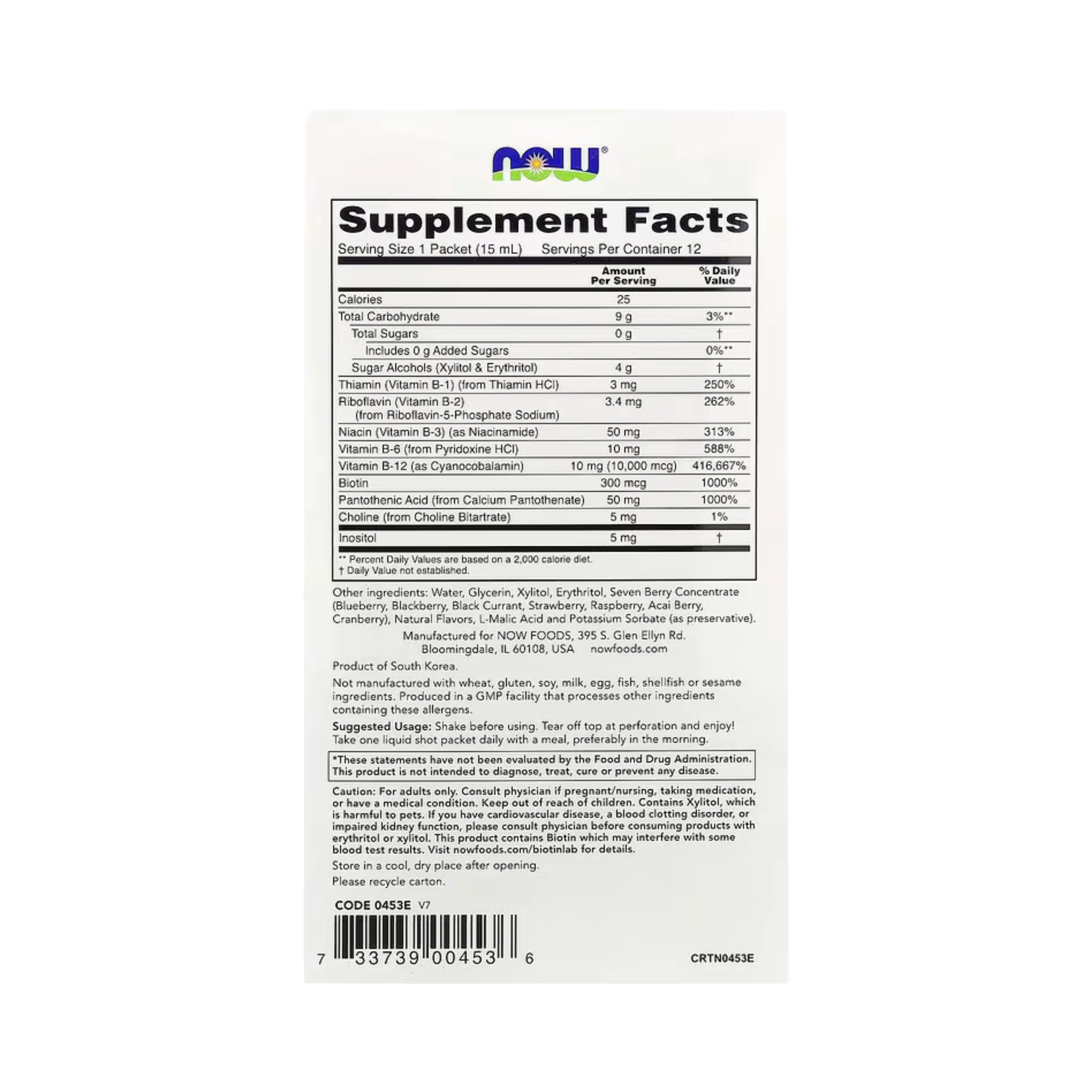 NOW Foods, B-12 Shots, Mixed Berry, 12 Packets, 0.5 fl oz, 15 ml Each