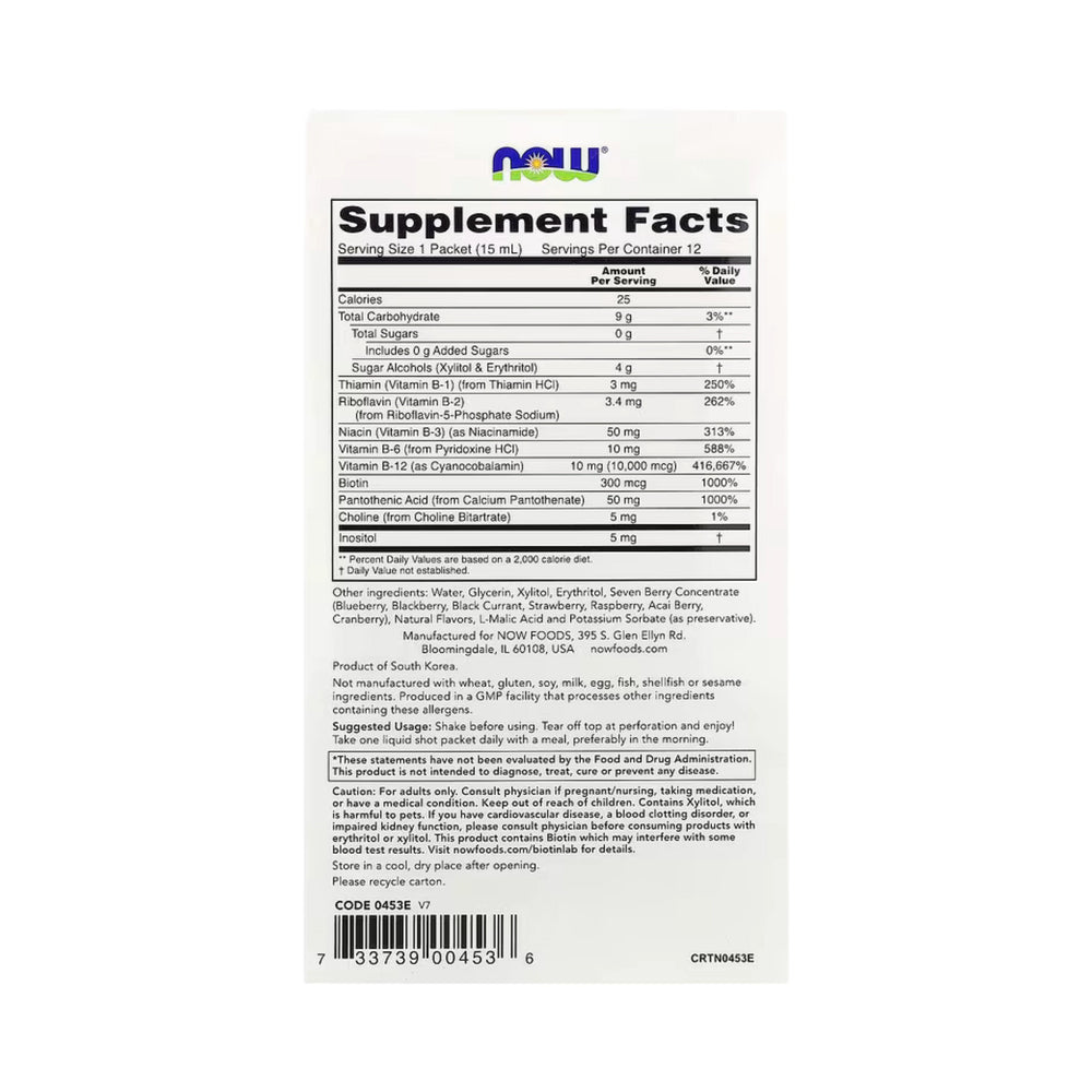 NOW Foods, B-12 Shots, Mixed Berry, 12 Packets, 0.5 fl oz, 15 ml Each