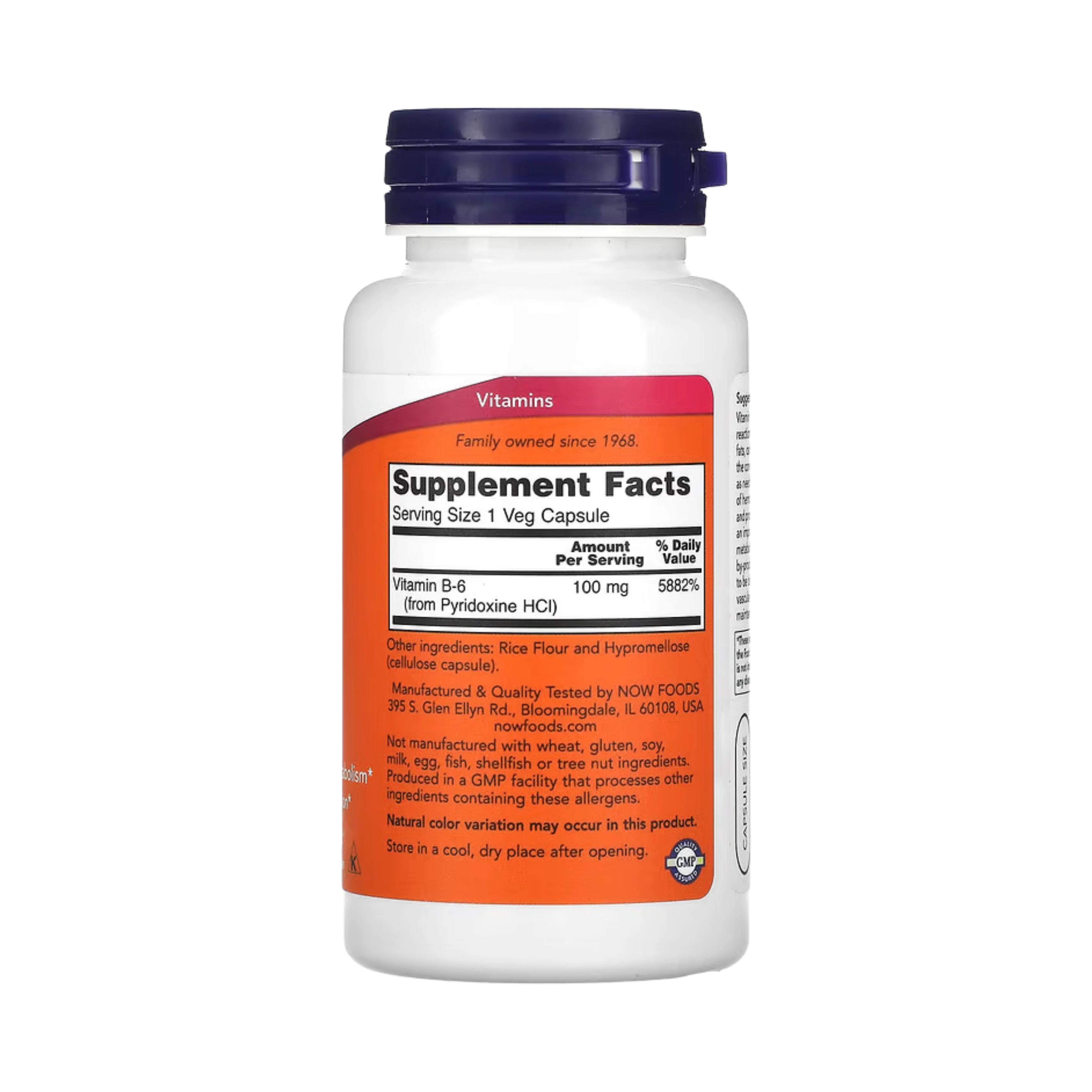 NOW Foods, B-6, 100 mg, 100 Veg Capsules