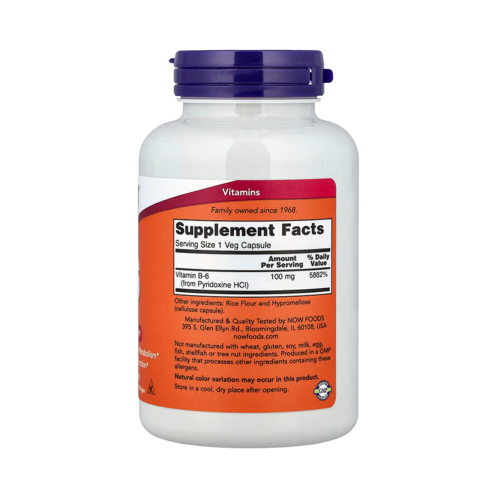 NOW Foods, B-6, 100 mg, 250 Veg Capsules
