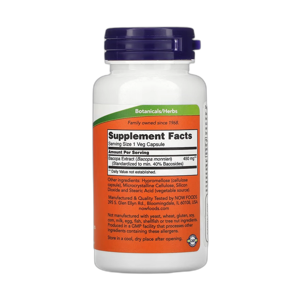 NOW Foods, Bacopa Extract, 450 mg, 90 Veg Capsules