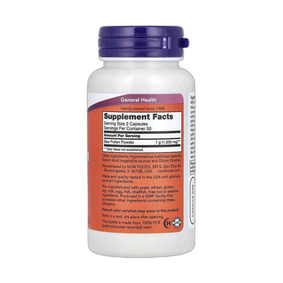 NOW Foods, Bee Pollen Caps, 500 mg, 100 Capsules