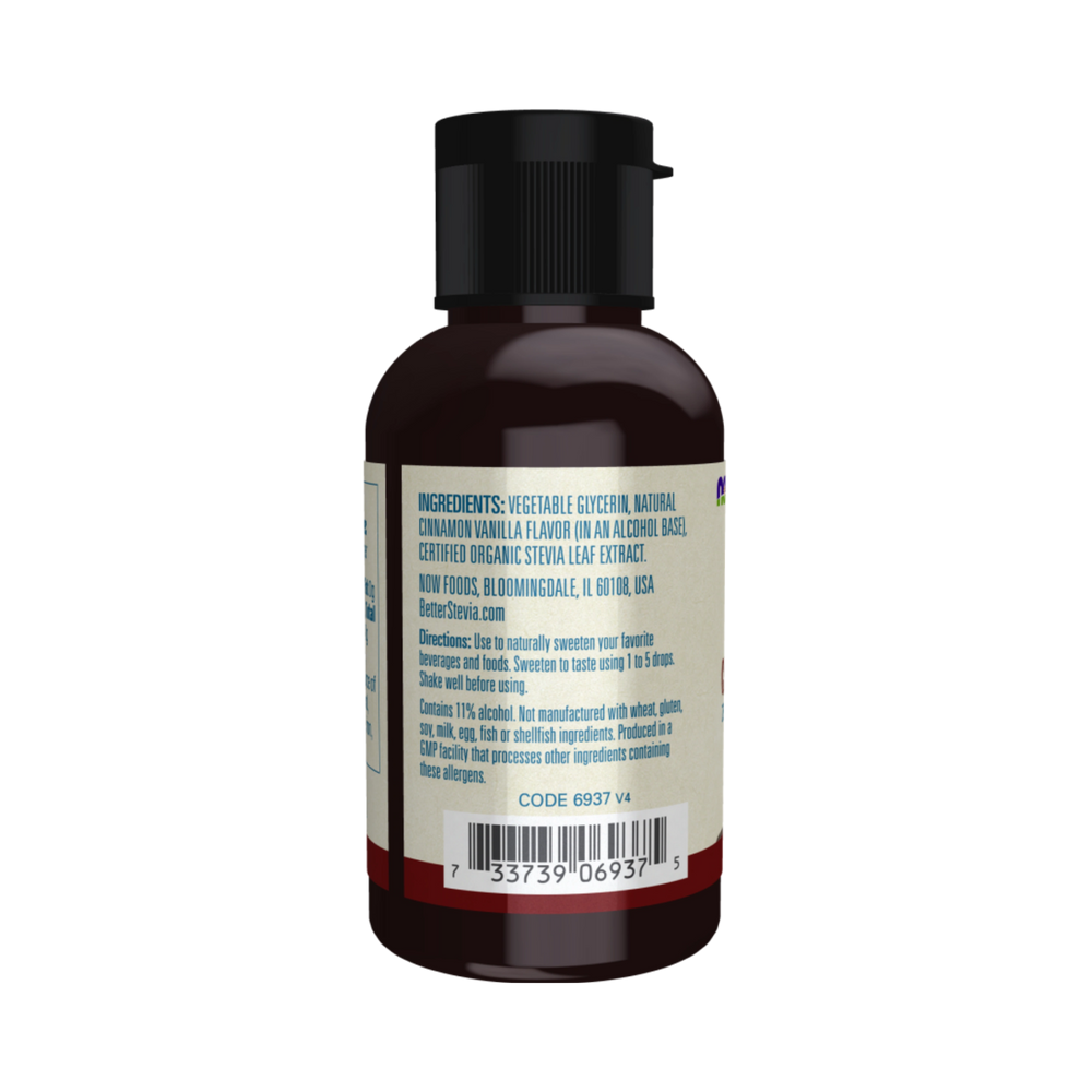 NOW Foods, Better Stevia, Zero-Calorie Liquid Sweetener, Cinnamon Vanilla, 2 Fl Oz