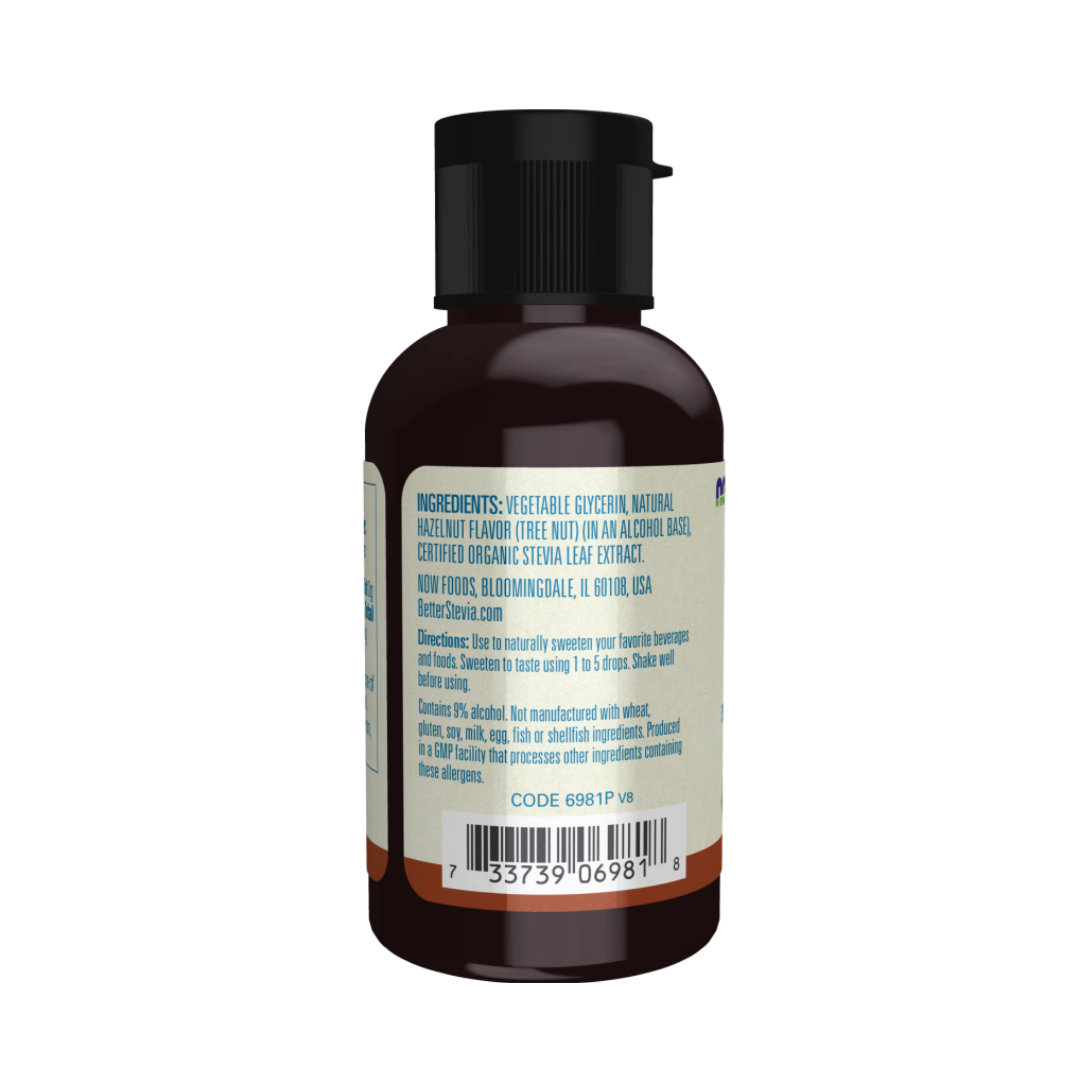 NOW Foods, Better Stevia, Zero-Calorie Liquid Sweetener, Hazelnut, 2 Fl Oz