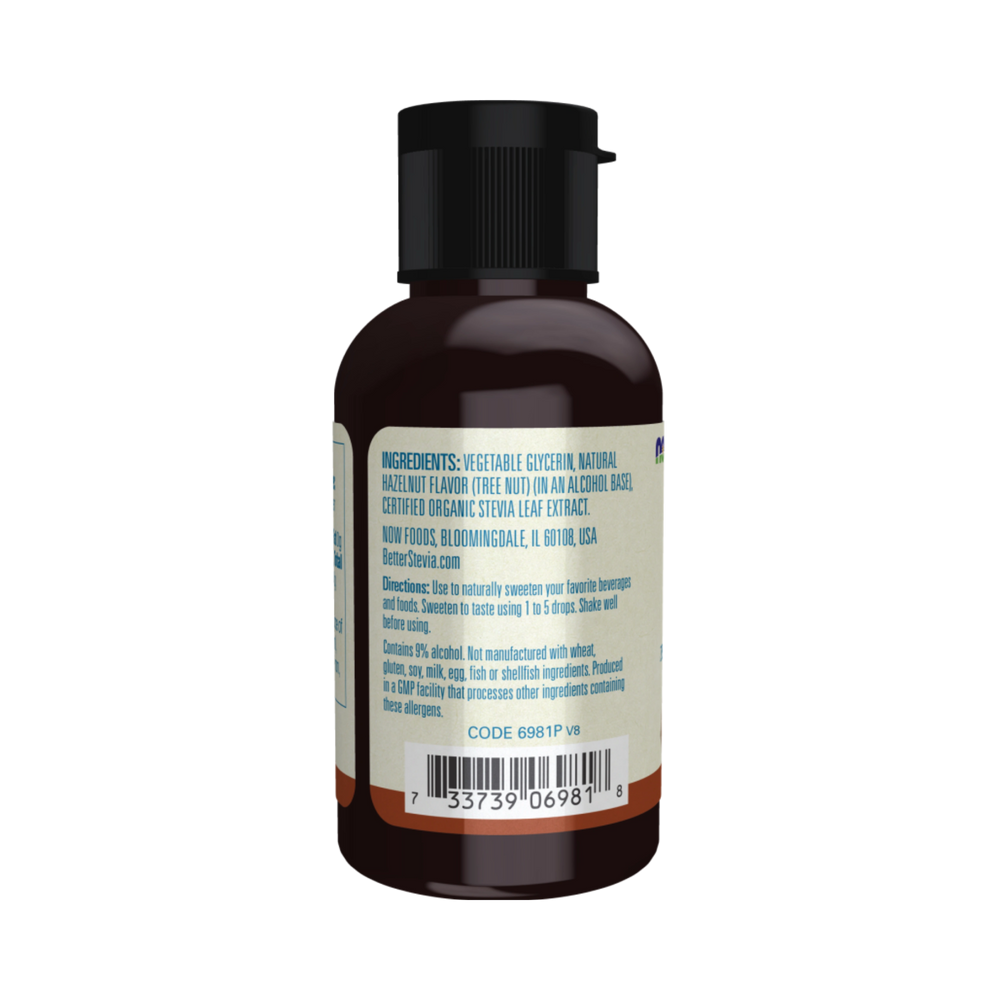 NOW Foods, Better Stevia, Zero-Calorie Liquid Sweetener, Hazelnut, 2 Fl Oz