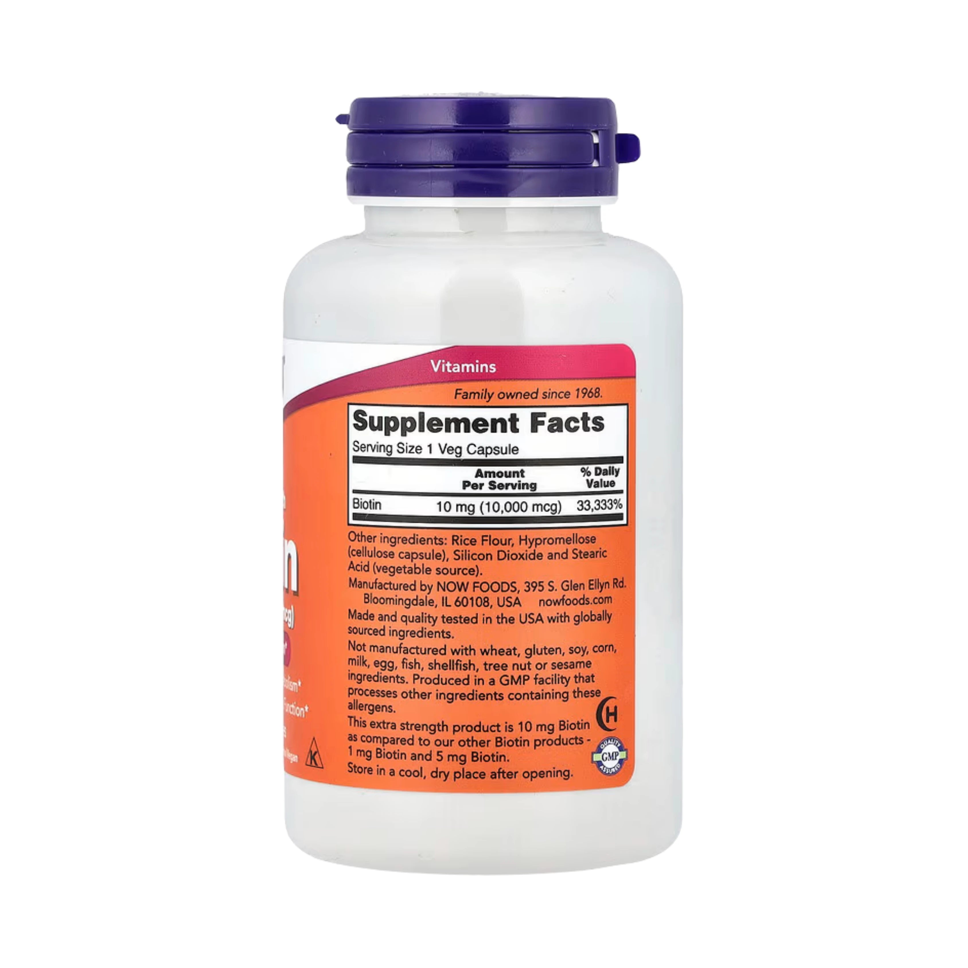 NOW Foods, Biotin, 10 mg, 120 Veg Capsules