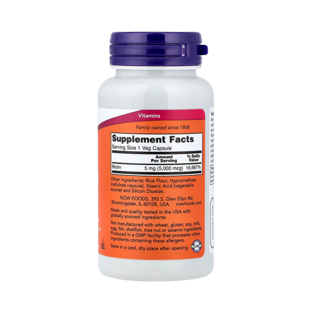 NOW Foods, Biotin, 5,000 mcg, 60 Veg Capsules