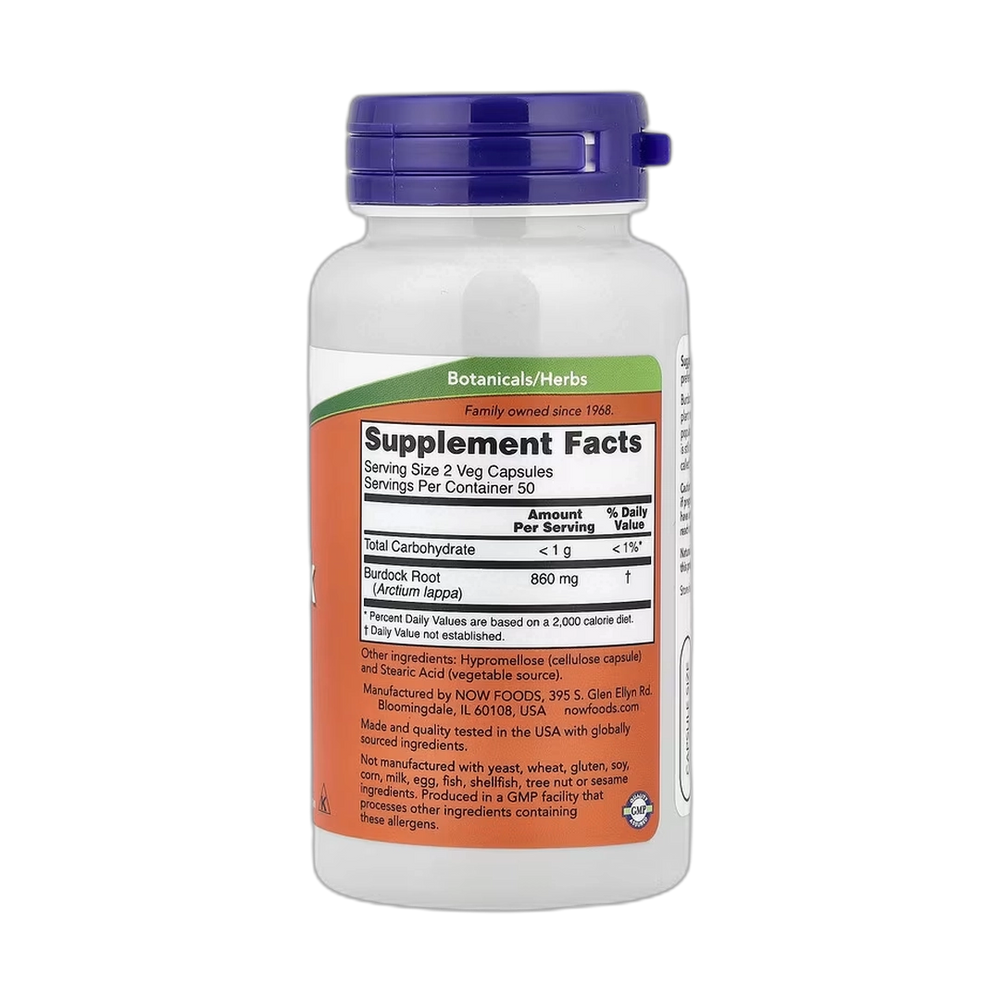 NOW Foods, Burdock Root, 430 mg, 100 Veg Capsules