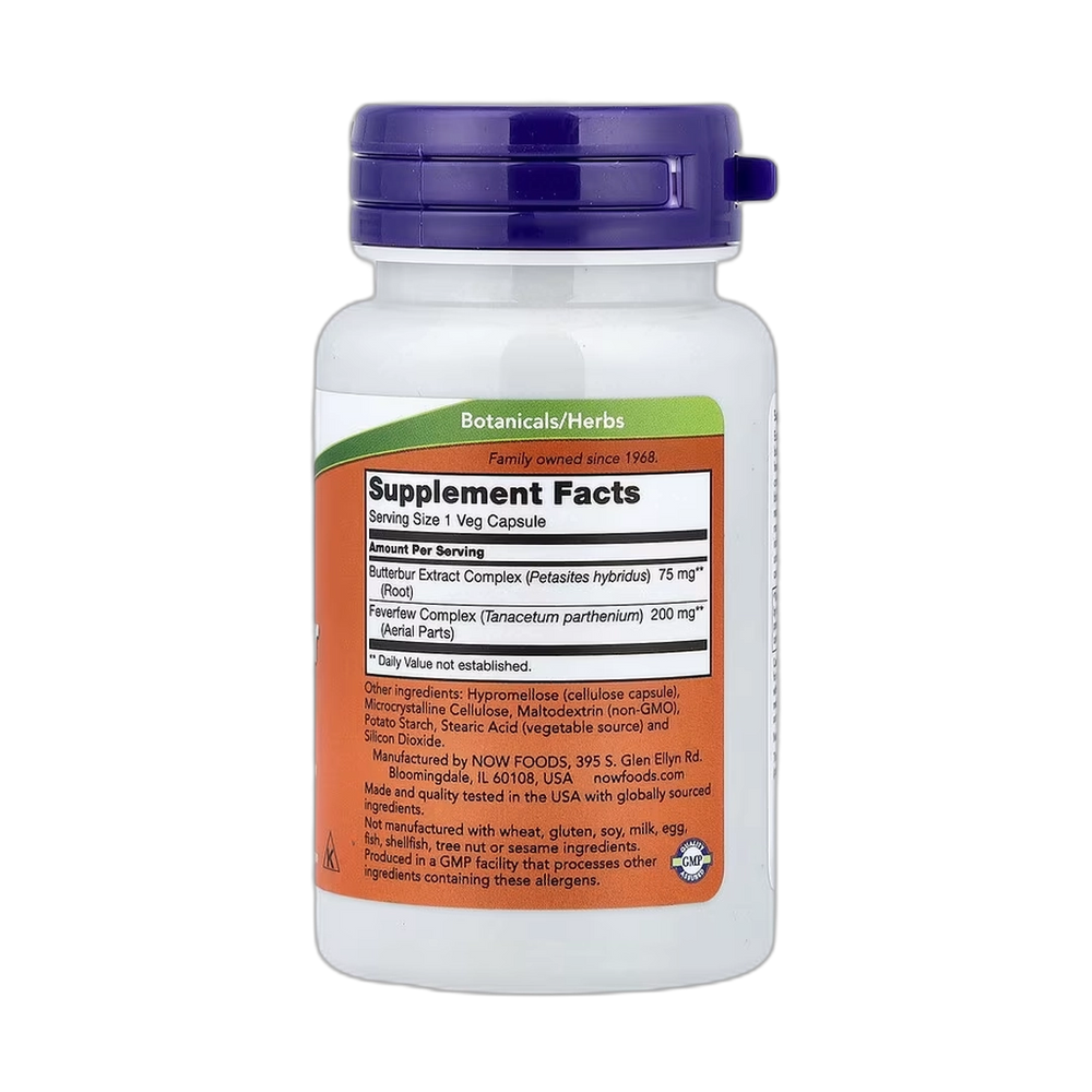 NOW Foods, Butterbur With Feverfew, 60 Veg Capsules