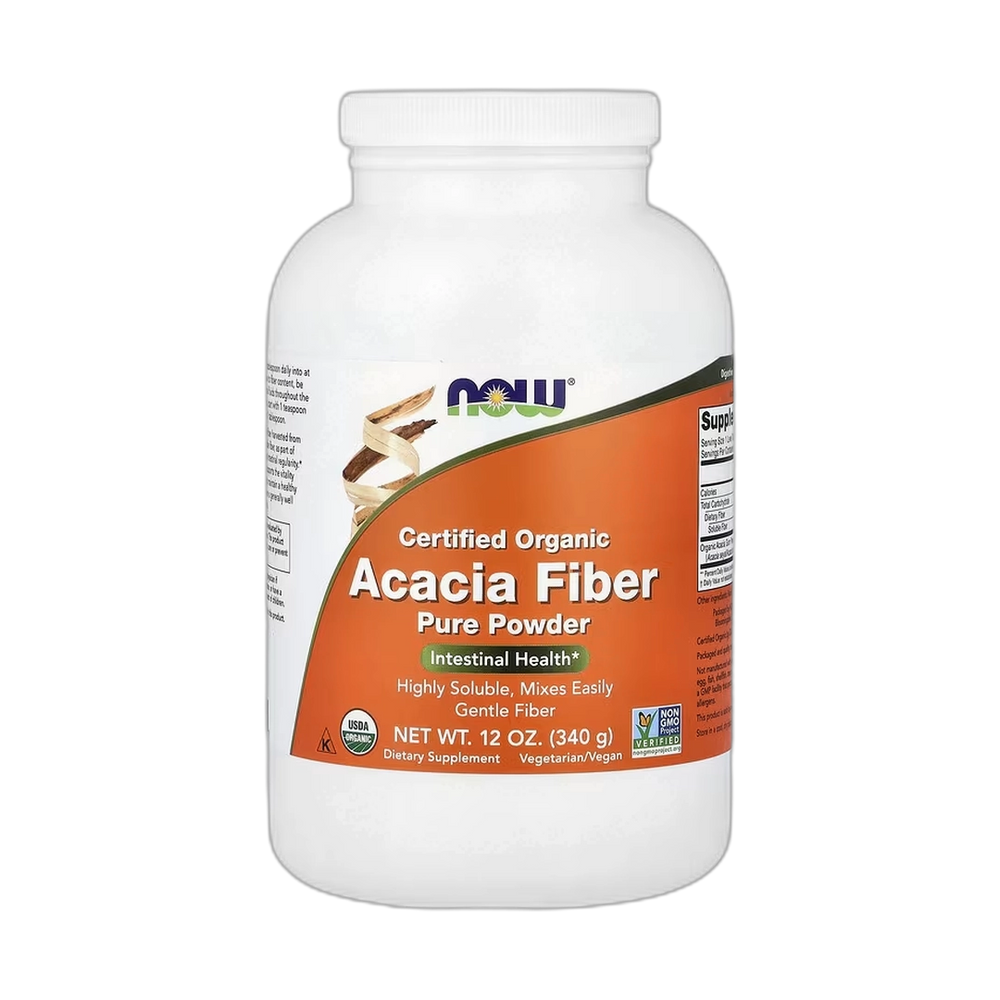 NOW Foods, Certified Organic Acacia Fiber Pure Powder, 12 oz, 340 g