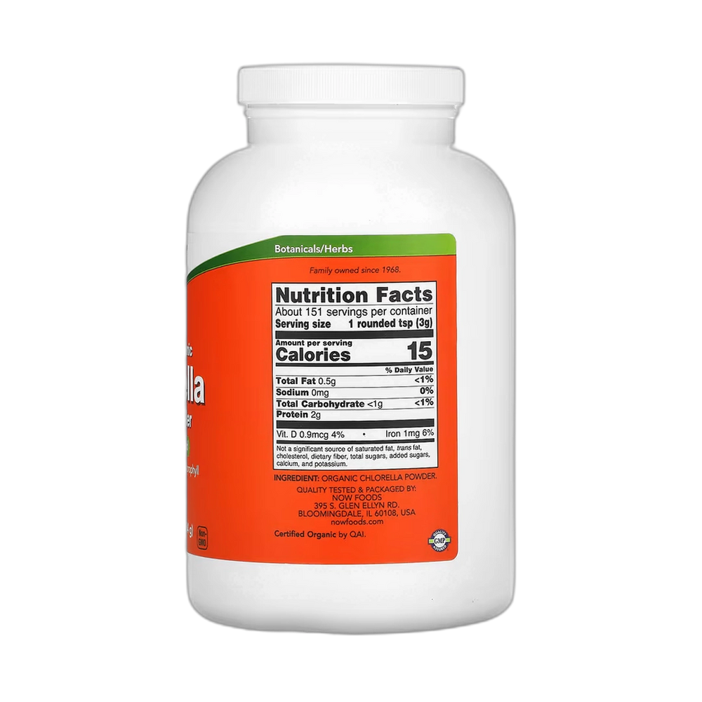 NOW Foods, Certified Organic Chlorella, Pure Powder, 1 lb, 454 g