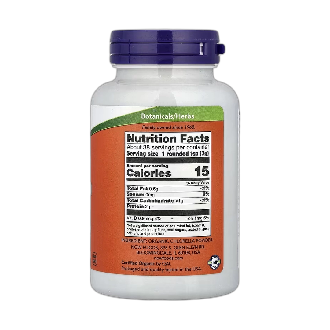 NOW Foods, Certified Organic Chlorella Pure Powder, 4 oz, 113 g