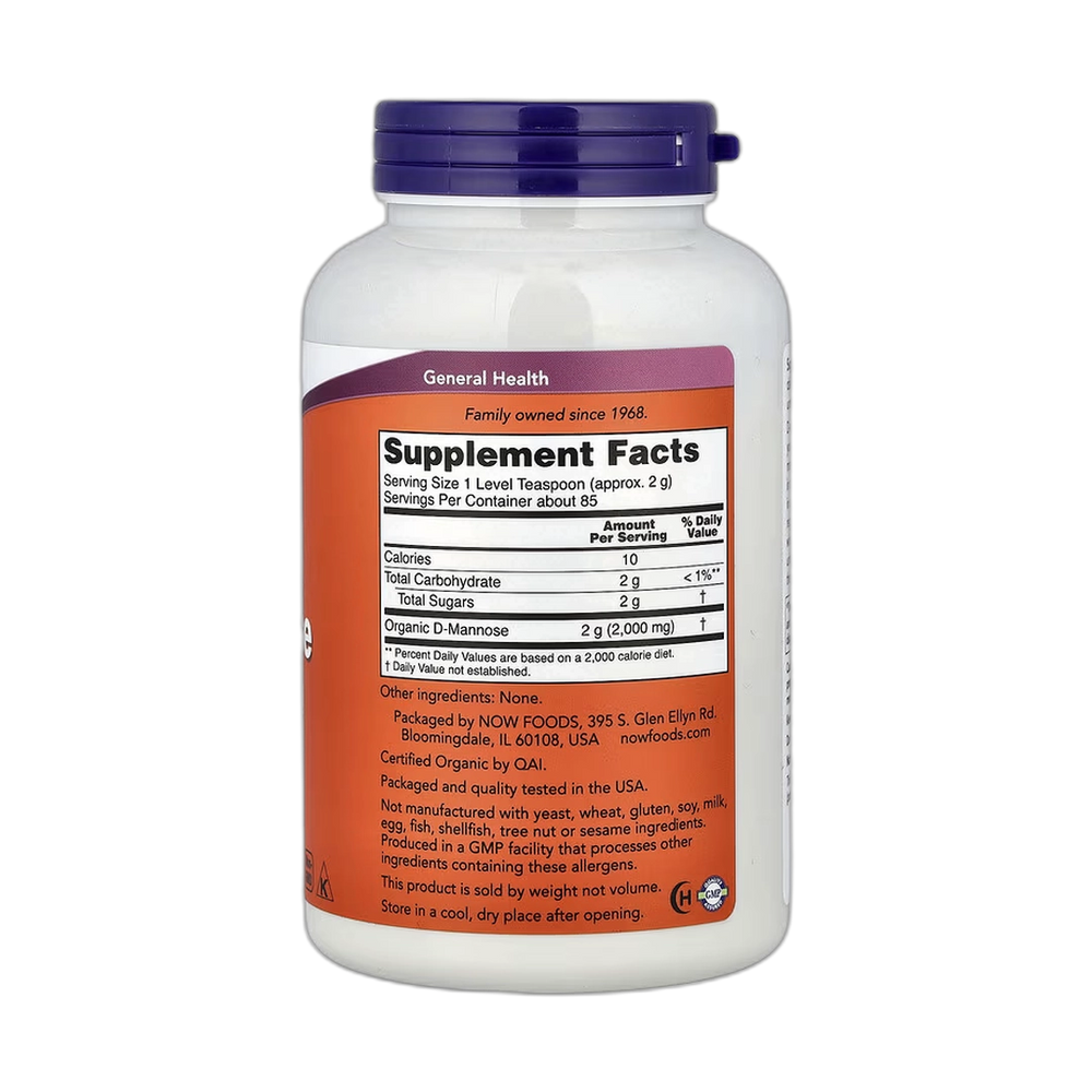 NOW Foods, Certified Organic D-Mannose Pure Powder, 6 oz, 170 g