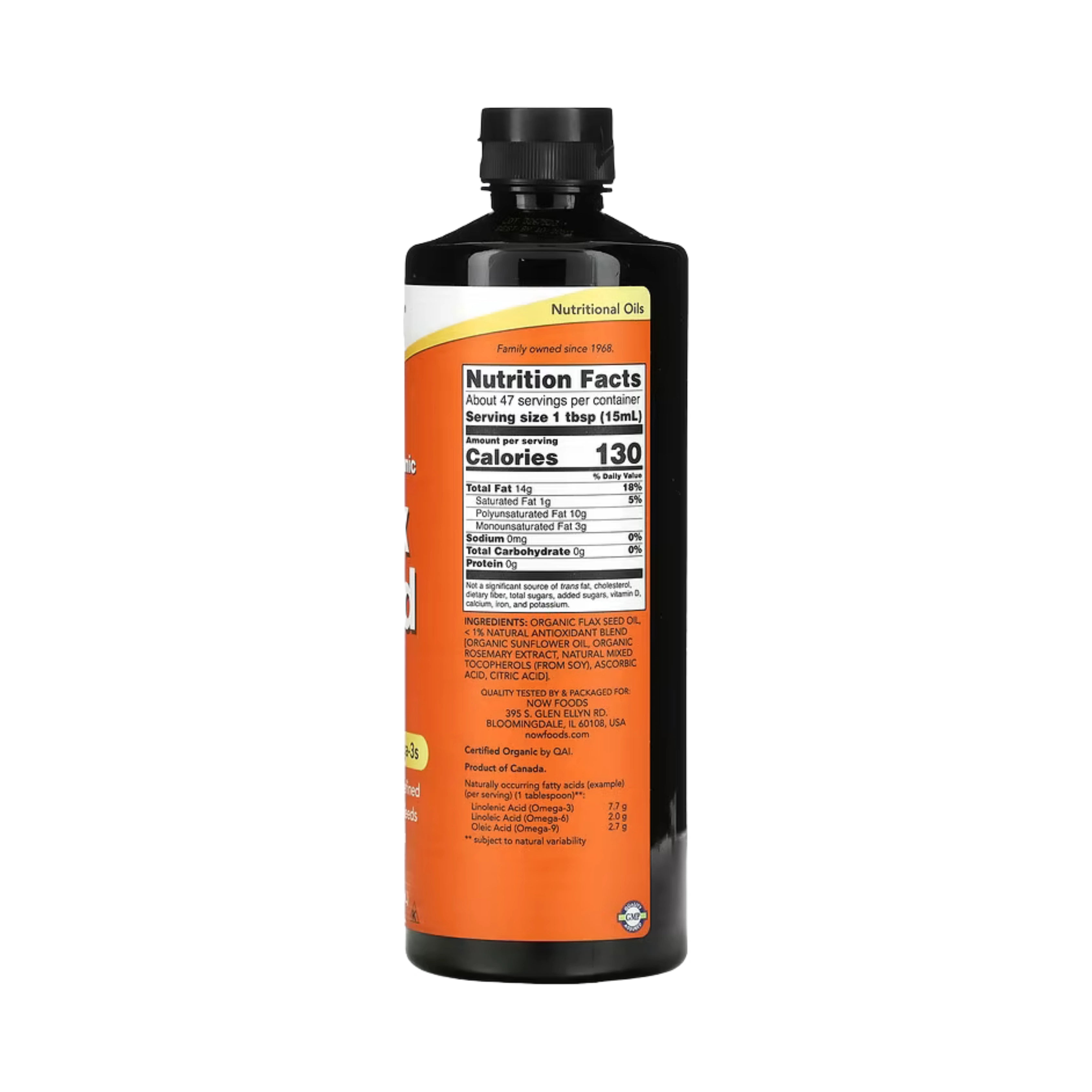 NOW Foods, Certified Organic Flax Seed Oil, 24 fl oz, 710 ml